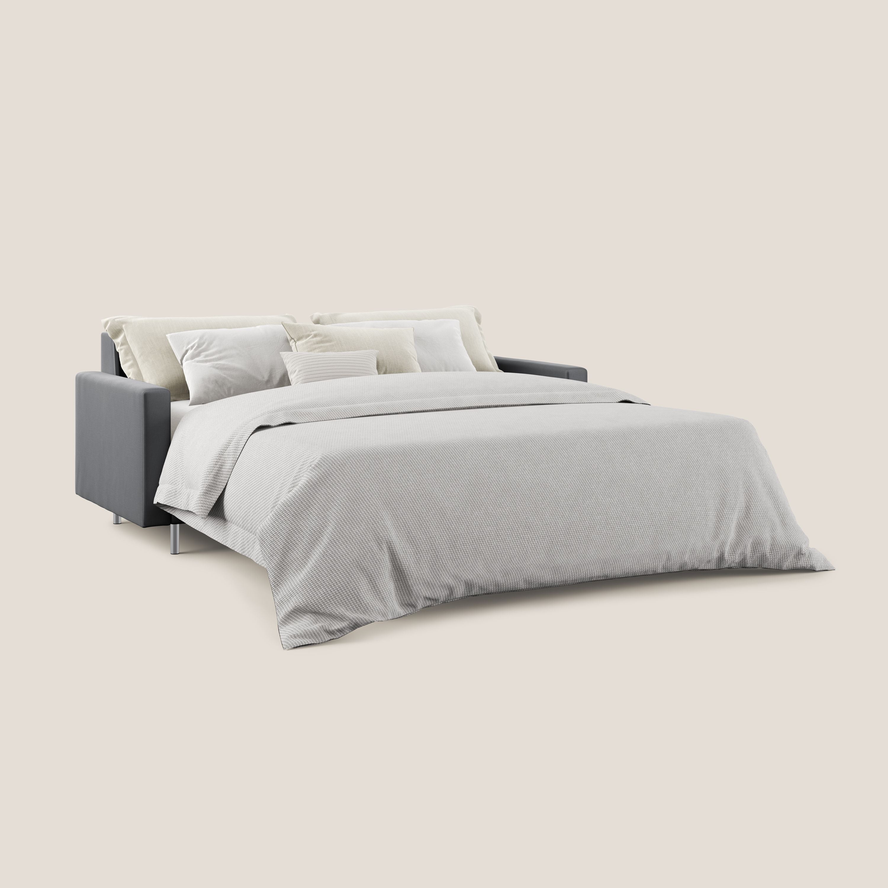 Andromeda divano letto matrimoniale in velluto morbido impermeabile T01 antracite - divani.store
