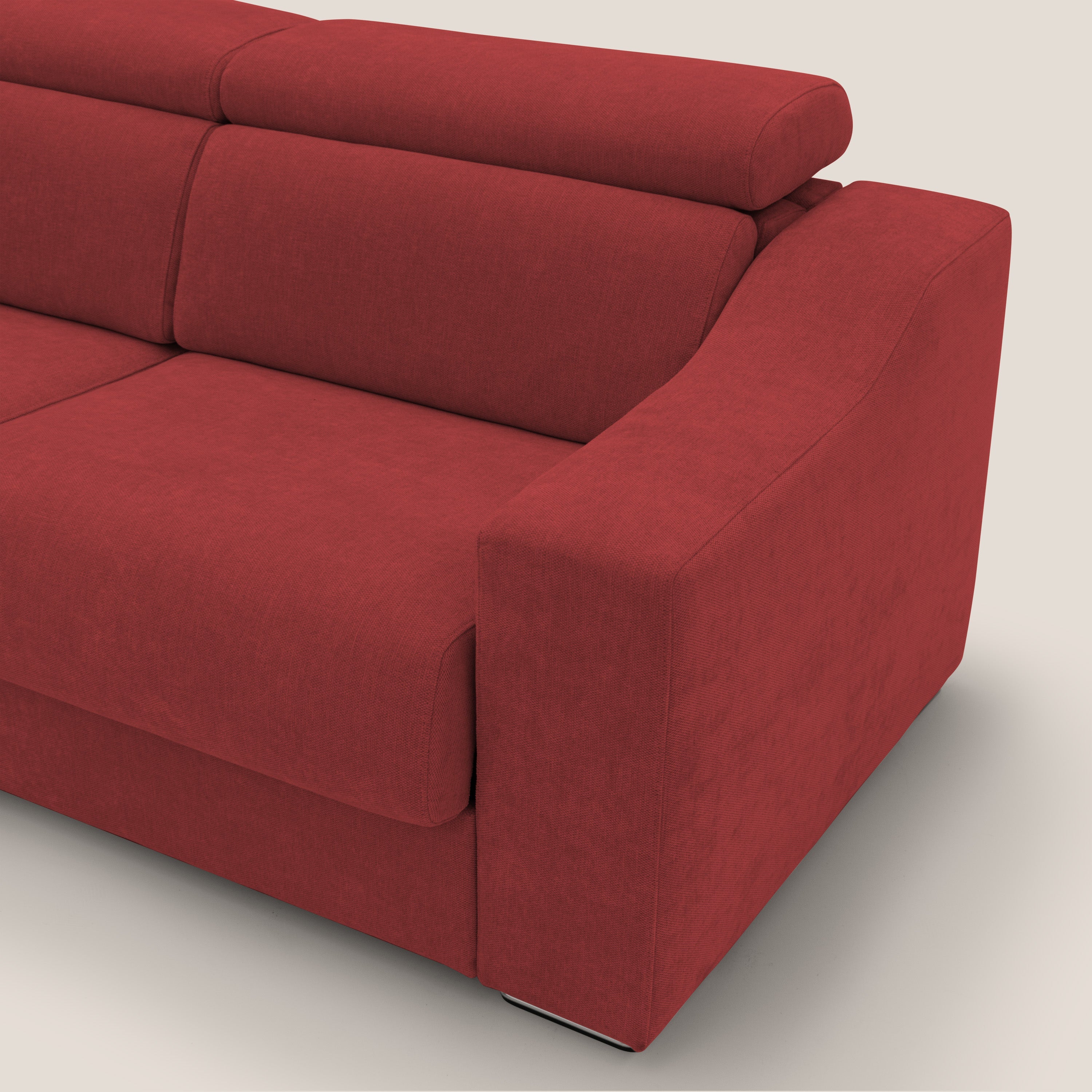 Bomber divano letto matrimoniale con poggiatesta in tessuto impermeabile T14 rosso - divani.store