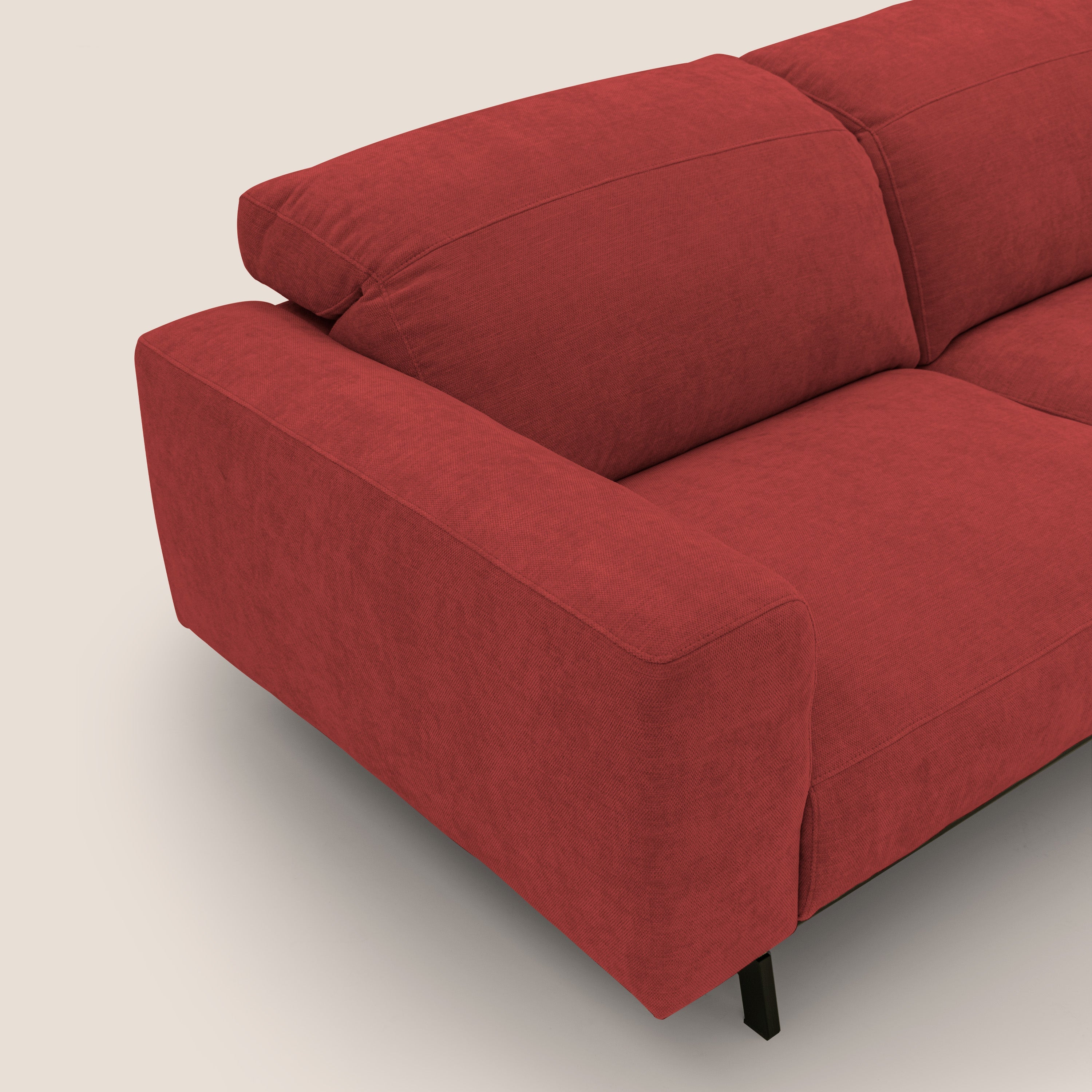 Sakura divano in piuma d'oca modulare a 3 sedute in morbido tessuto fiammato impermeabile T14 rosso - divani.store