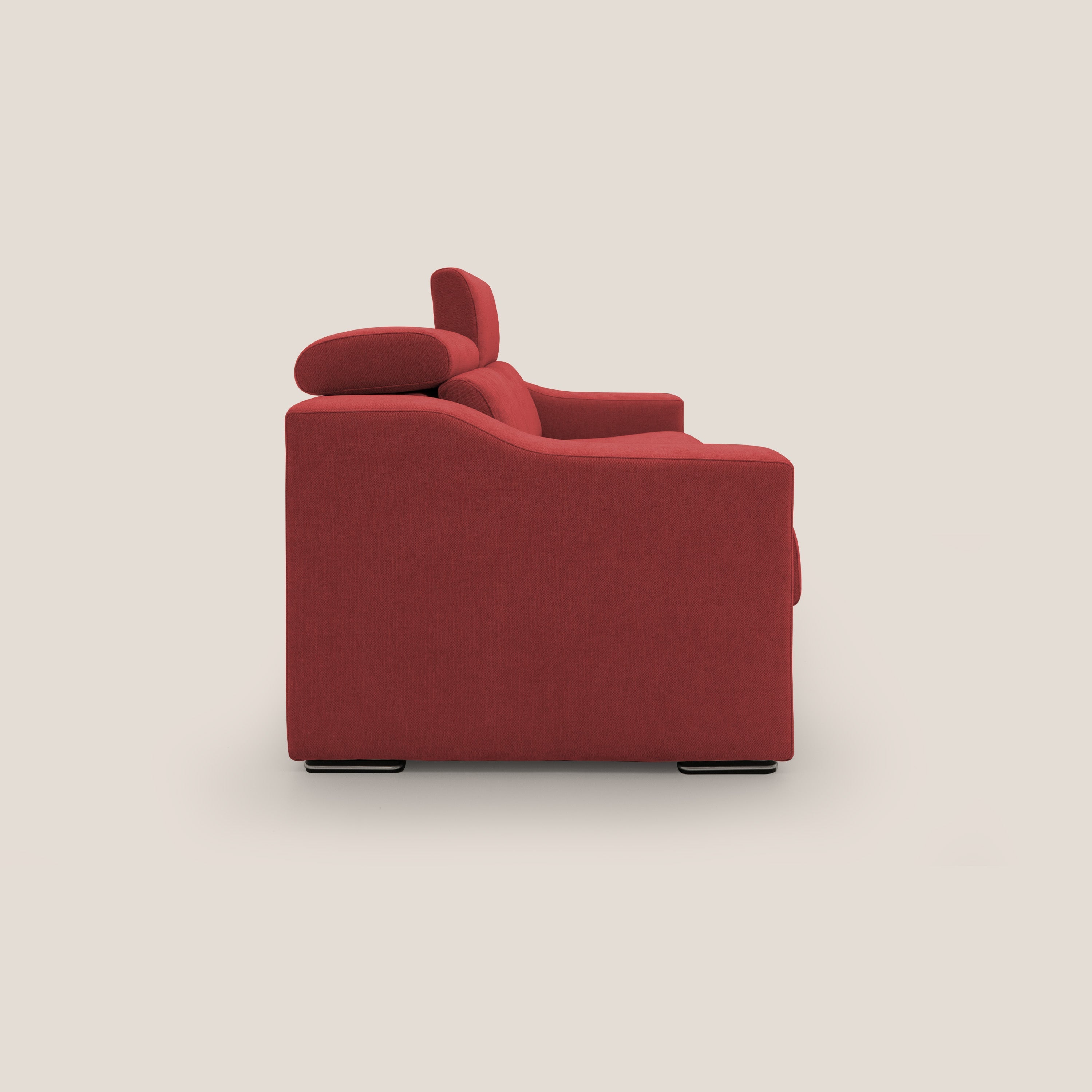 Bomber divano letto matrimoniale con poggiatesta in tessuto impermeabile T14 rosso - divani.store