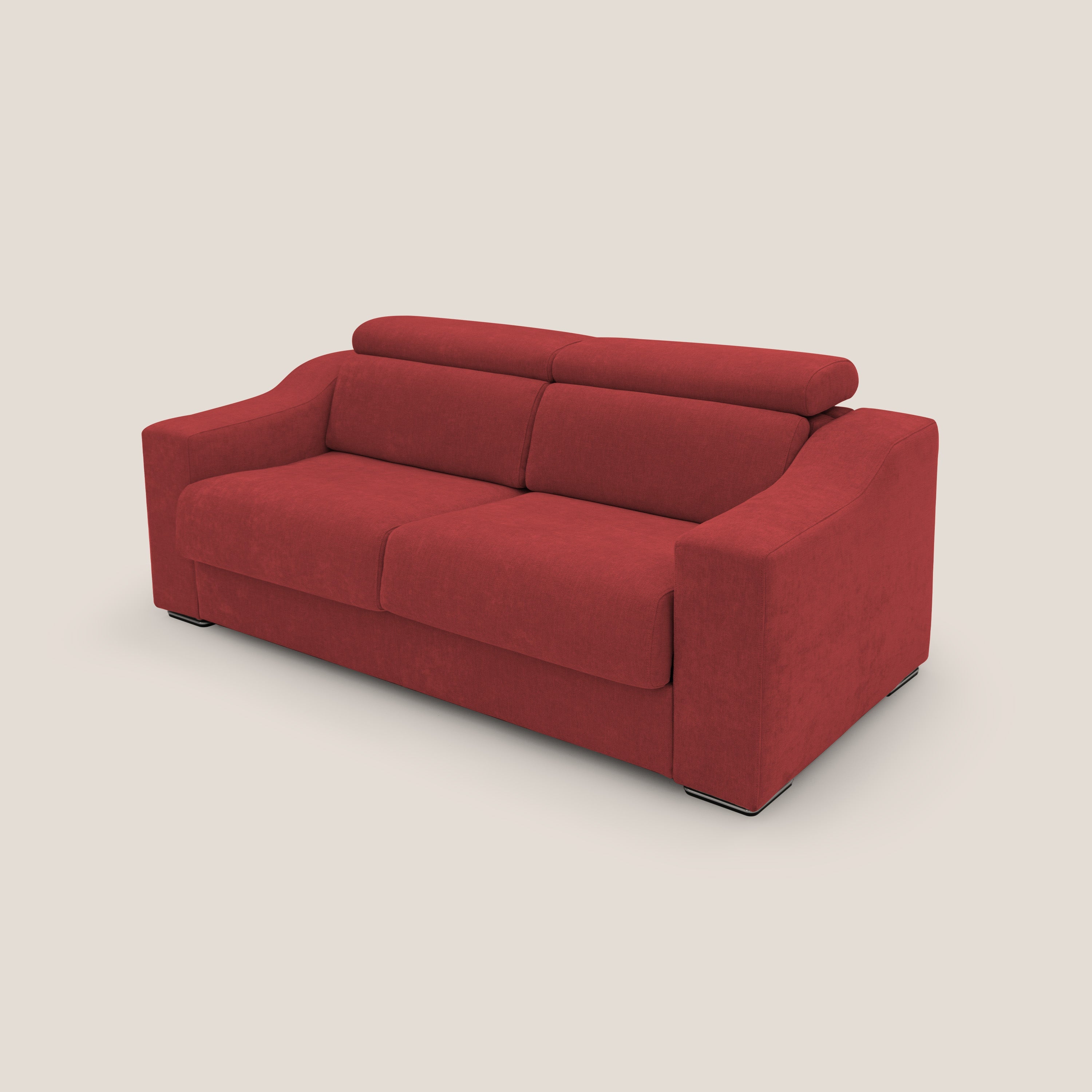 Bomber divano letto matrimoniale con poggiatesta in tessuto impermeabile T14 rosso - divani.store