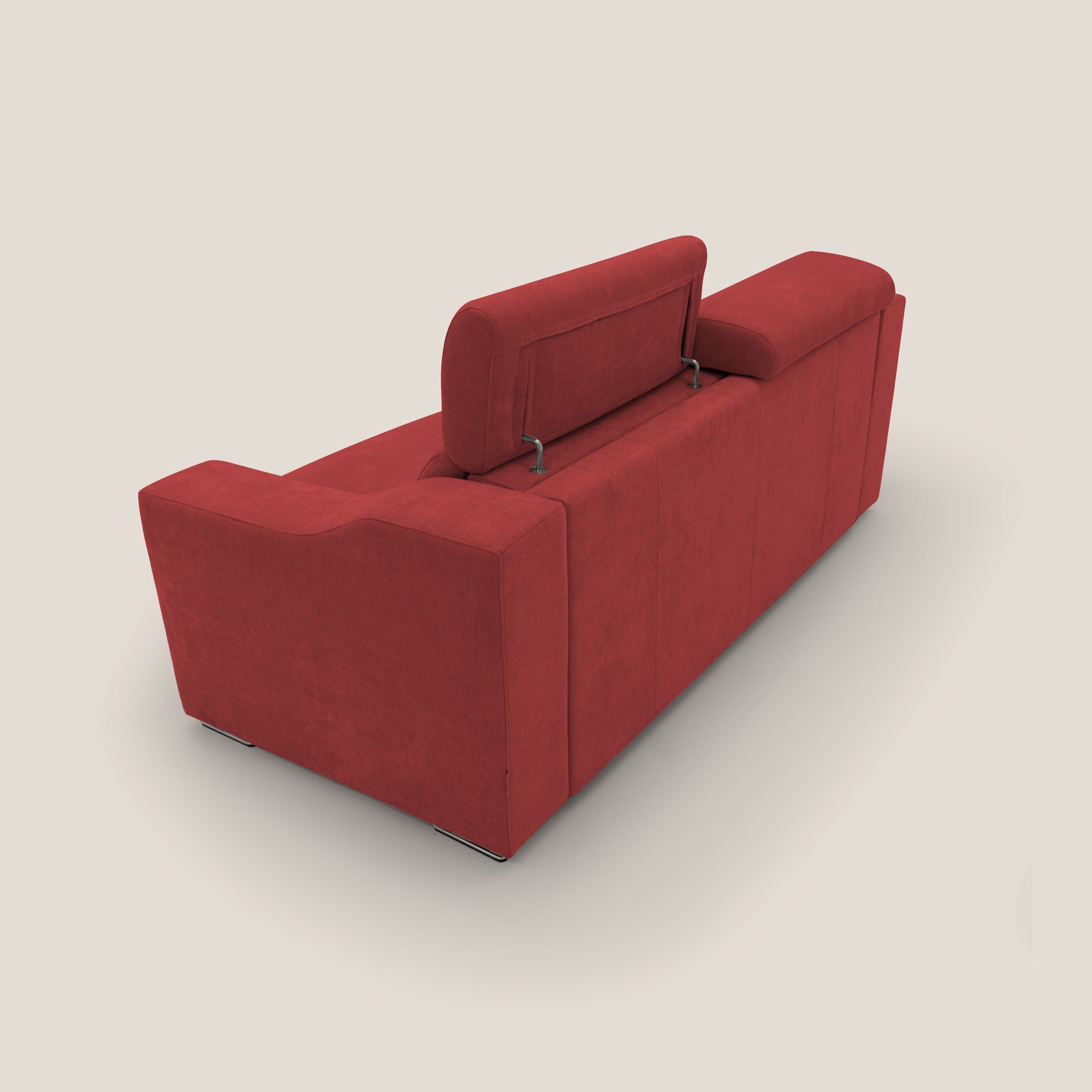 Bomber divano letto matrimoniale con poggiatesta in tessuto impermeabile T14 rosso - divani.store