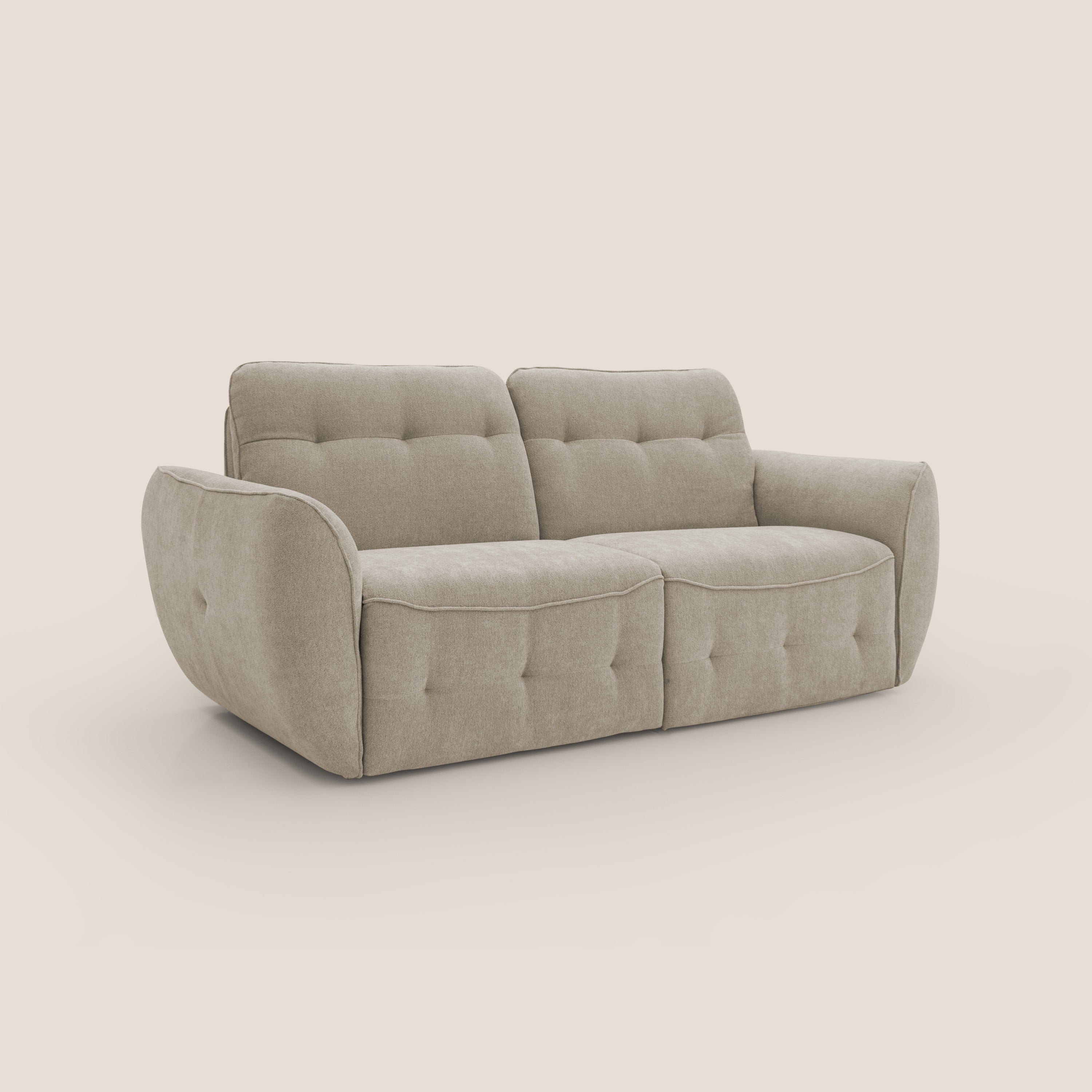 Cerbero divano 2 e 3 posti in morbido bouclé impermeabile T07 beige - divani.store