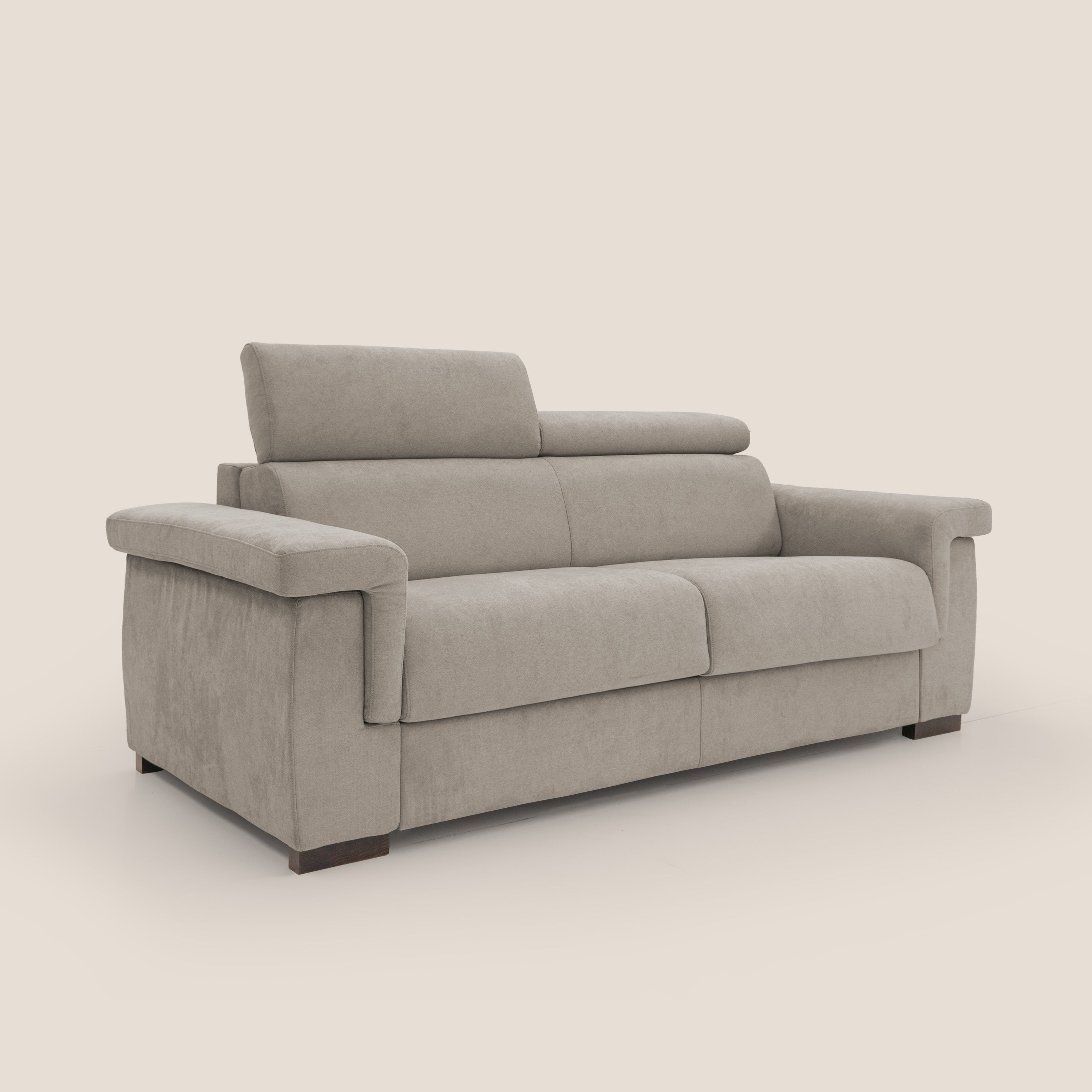 Bjorn divano letto sfoderabile con materasso H18 cm e poggiatesta reclinabili in tessuto impermeabile T02 beige - divani.store