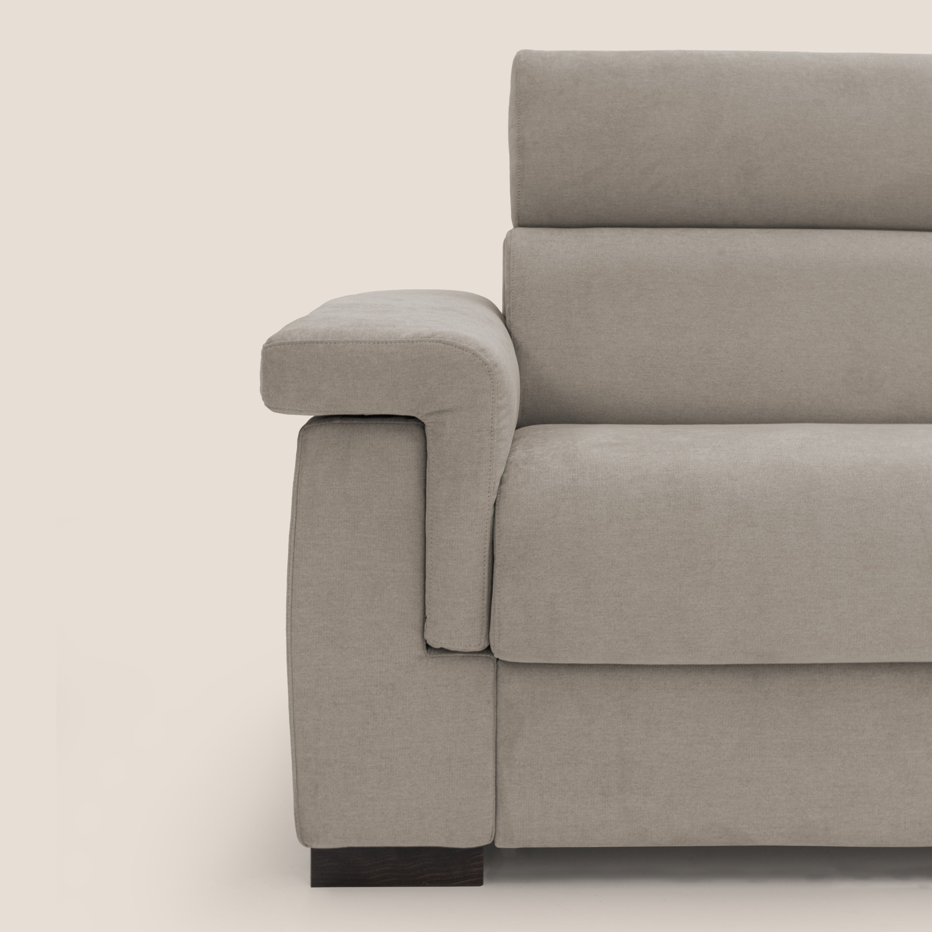 Bjorn divano letto sfoderabile con materasso H18 cm e poggiatesta reclinabili in tessuto impermeabile T02 beige - divani.store