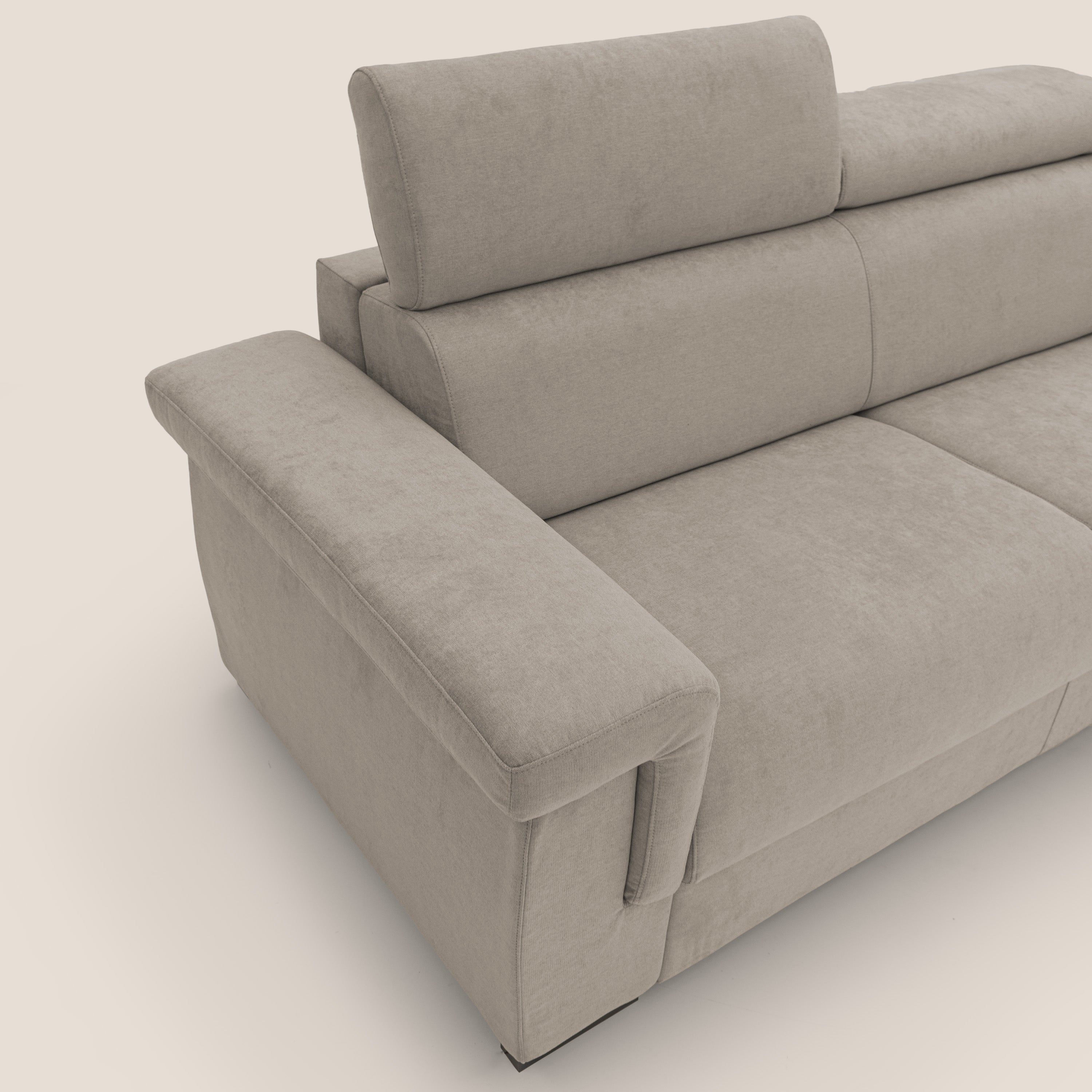 Bjorn divano letto sfoderabile con materasso H18 cm e poggiatesta reclinabili in tessuto impermeabile T02 beige - divani.store