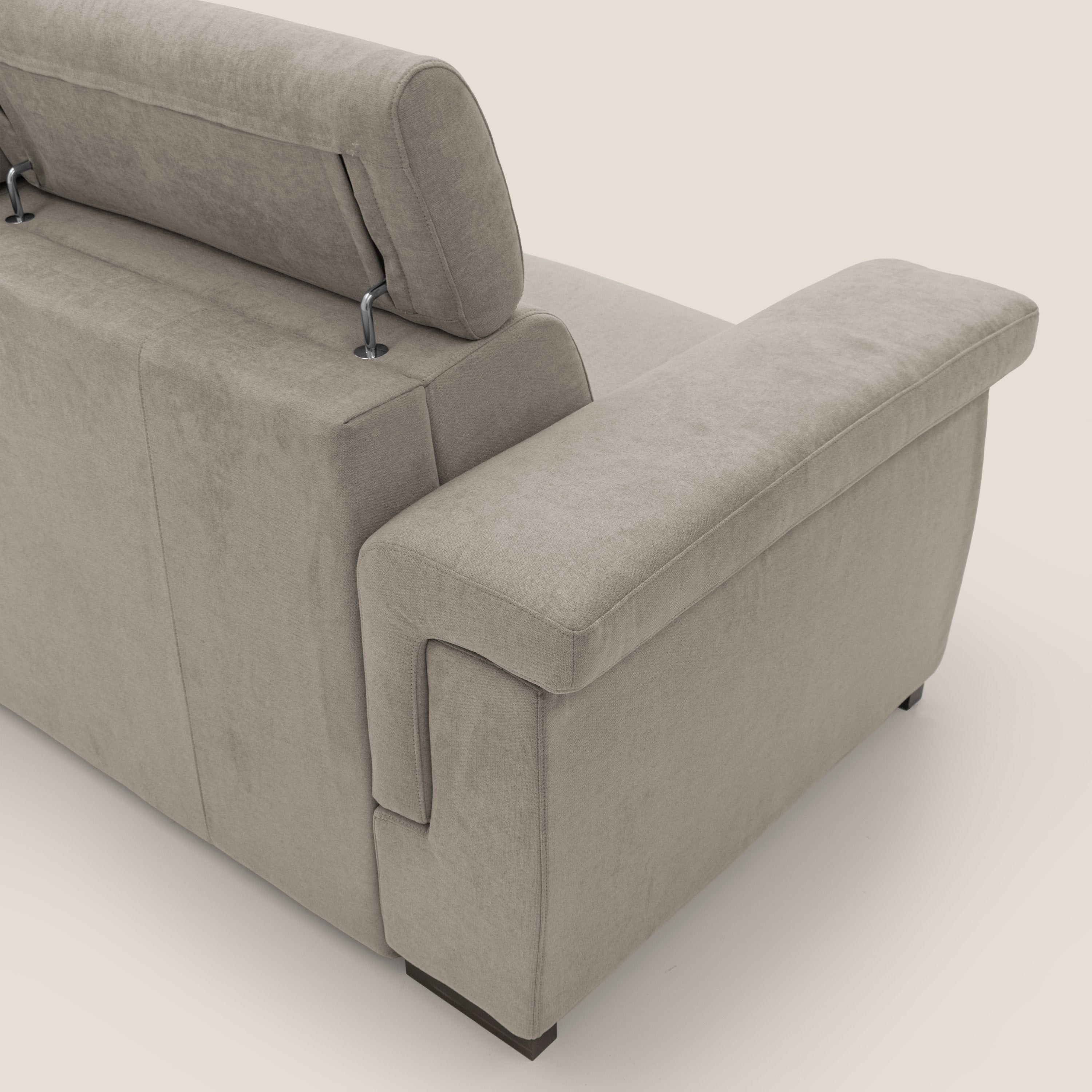 Bjorn divano letto sfoderabile con materasso H18 cm e poggiatesta reclinabili in tessuto impermeabile T02 beige - divani.store