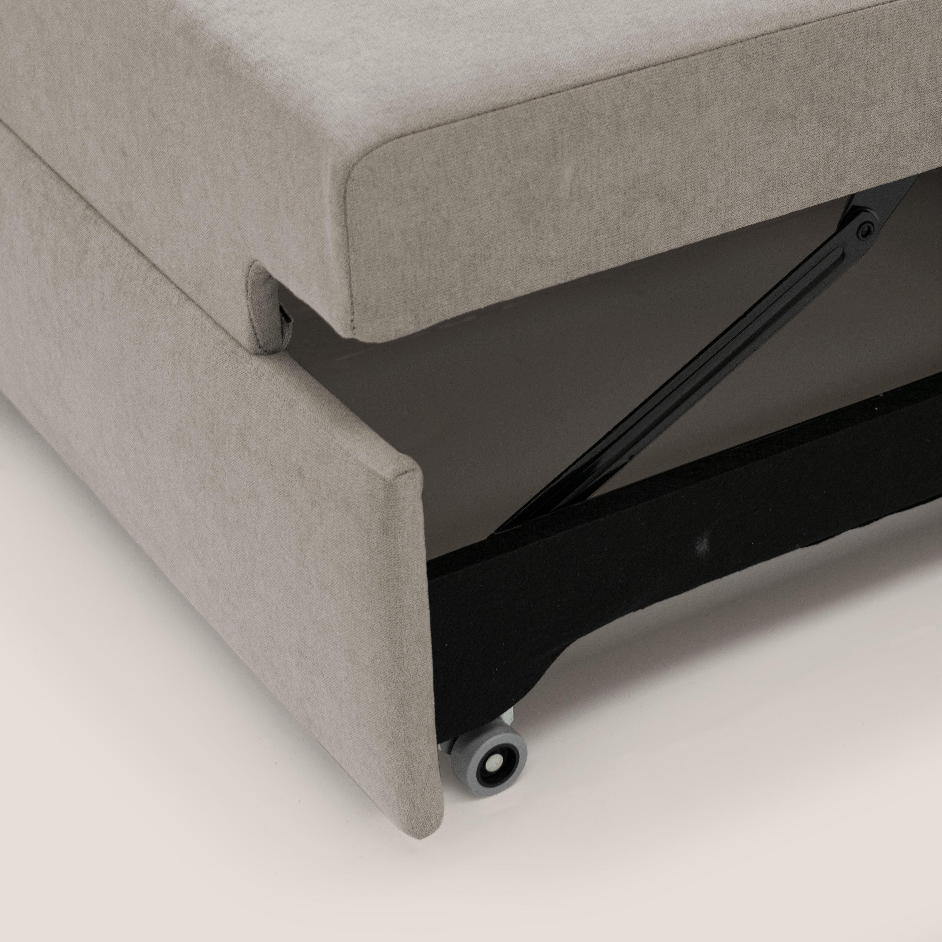 Minerva divano con pouf estraibile poggiapiedi in tessuto morbido impermeabile T02 beige - divani.store