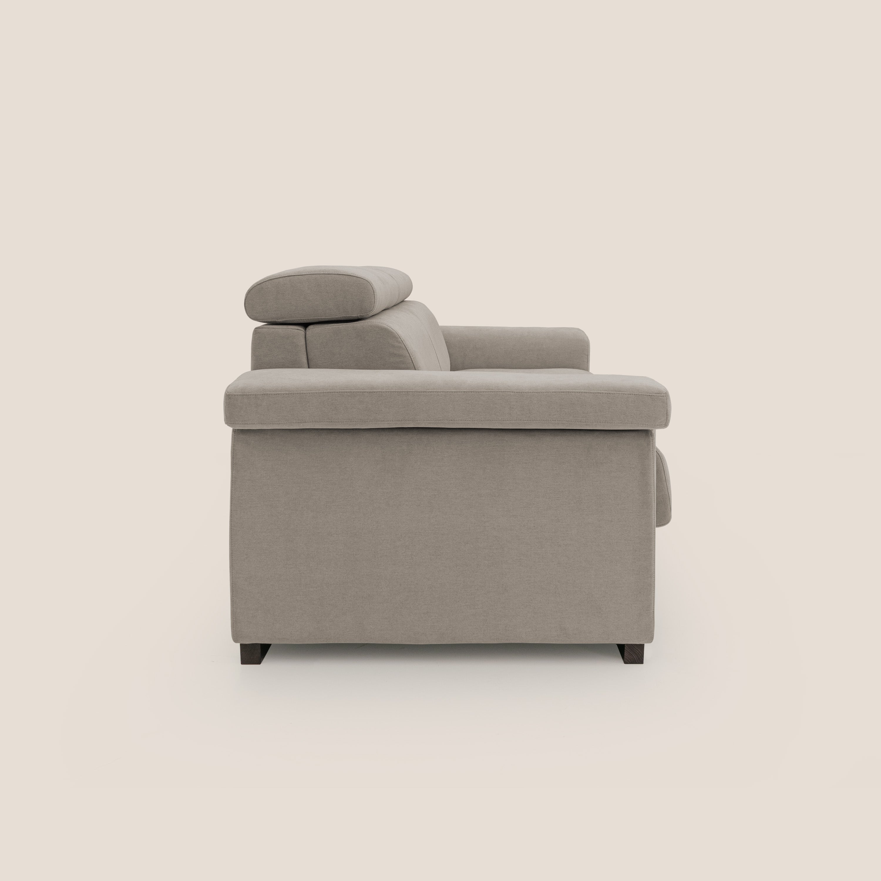 Bjorn divano letto sfoderabile con materasso H18 cm e poggiatesta reclinabili in tessuto impermeabile T02 beige - divani.store