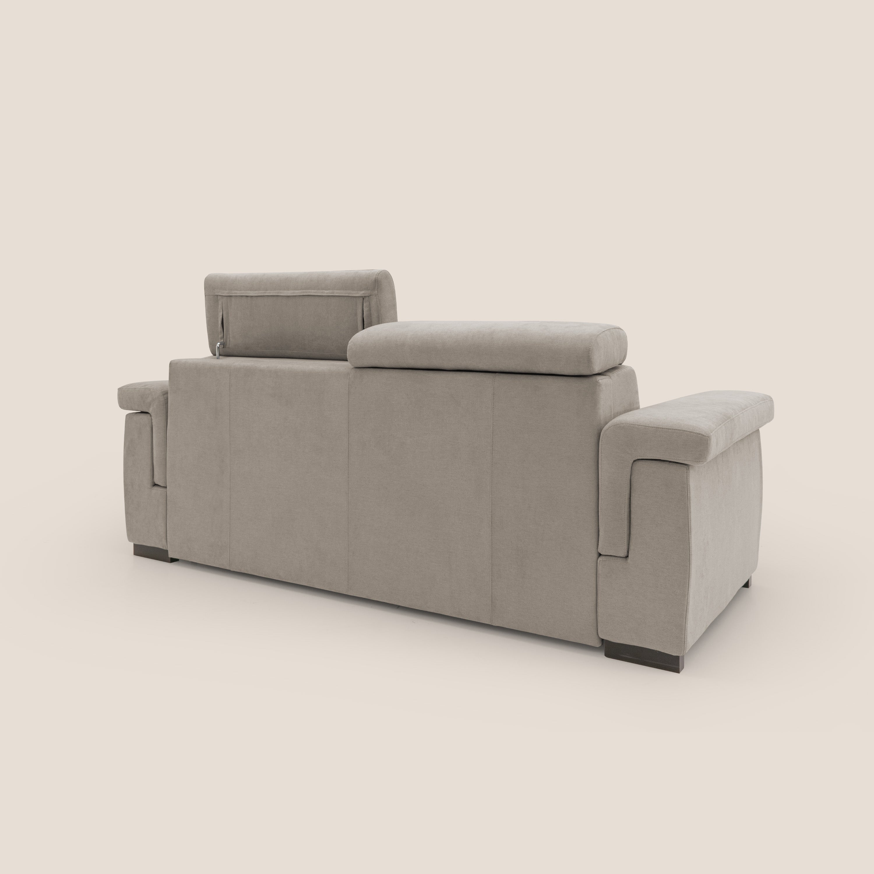 Bjorn divano letto sfoderabile con materasso H18 cm e poggiatesta reclinabili in tessuto impermeabile T02 beige - divani.store