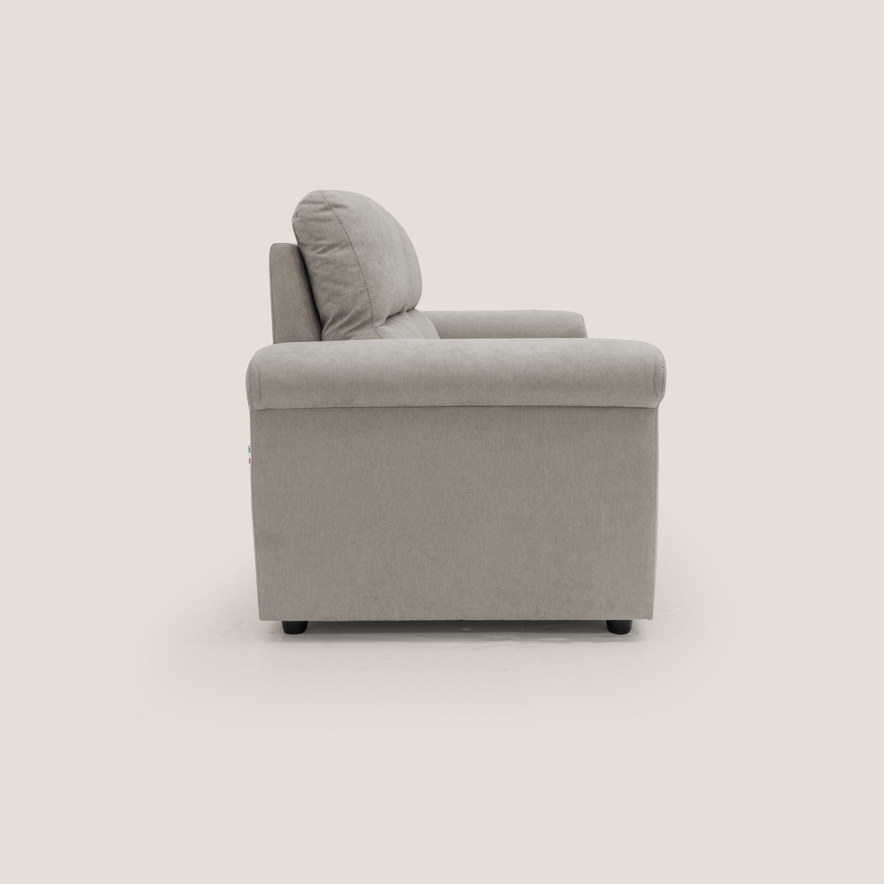 Minerva divano con pouf estraibile poggiapiedi in tessuto morbido impermeabile T02 beige - divani.store