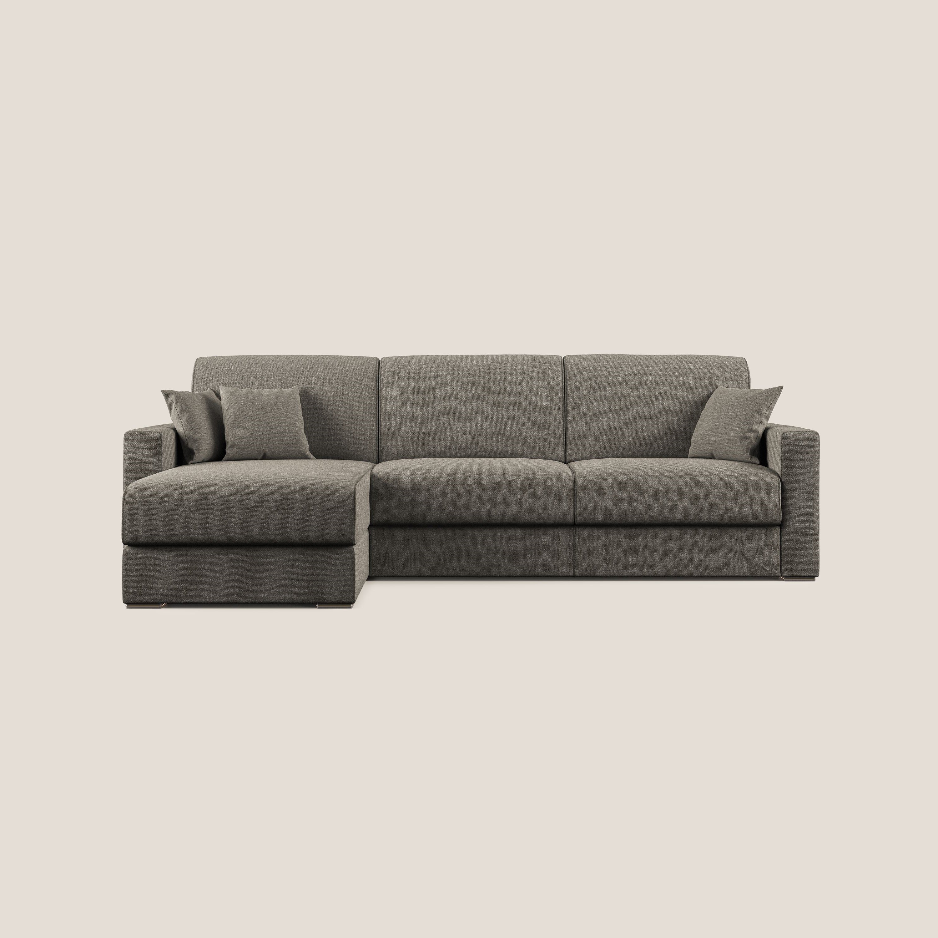 Best Divano letto angolare con penisola in tessuto smacchiabile QuickClean T08 tortora - divani.store