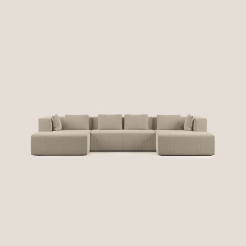 Nettuno divano panoramico in morbido tessuto bouclè T07 beige - divani.store