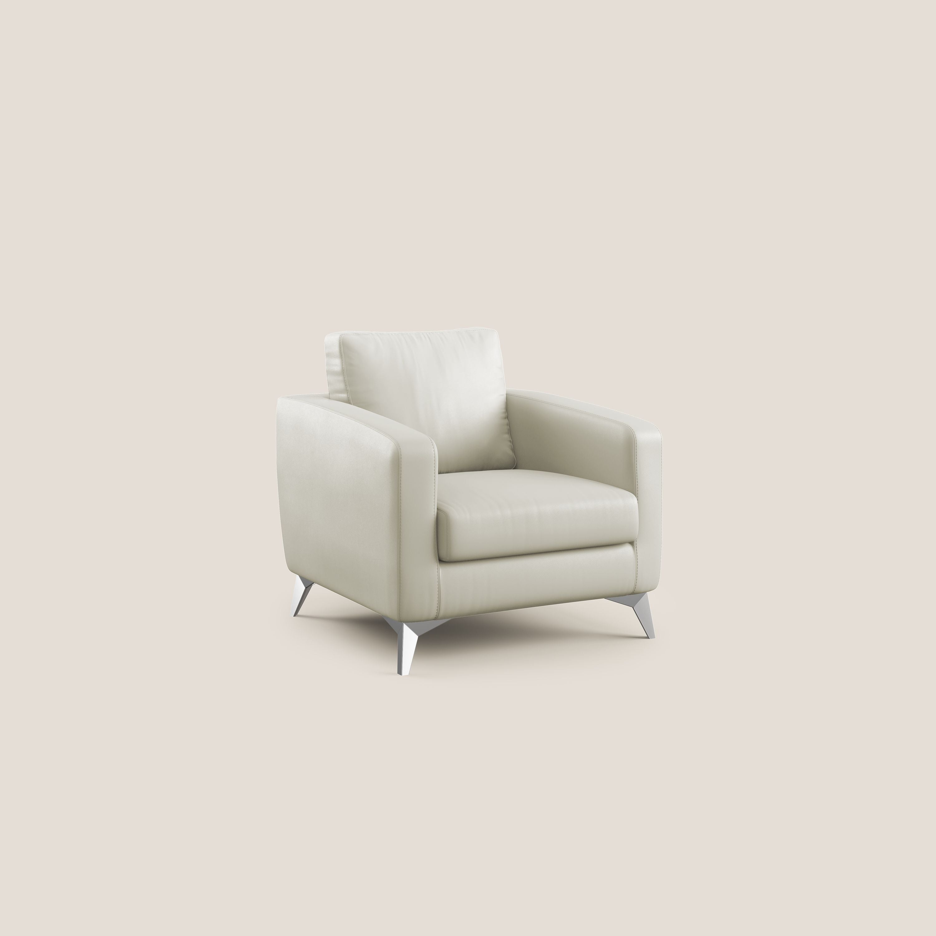 Orione Poltroncina in ecopelle moderna e impermeabile T04 tortora - divani.store
