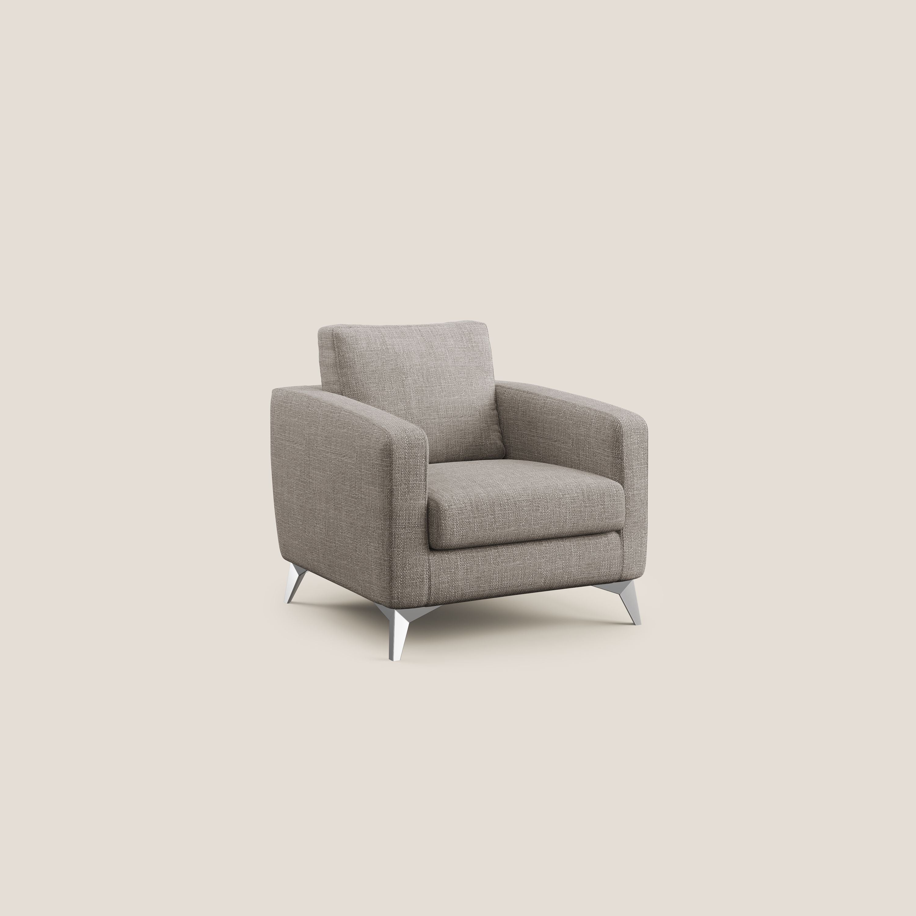Orione Poltroncina in morbido tessuto impermeabile ad intreccio T06 tortora - divani.store
