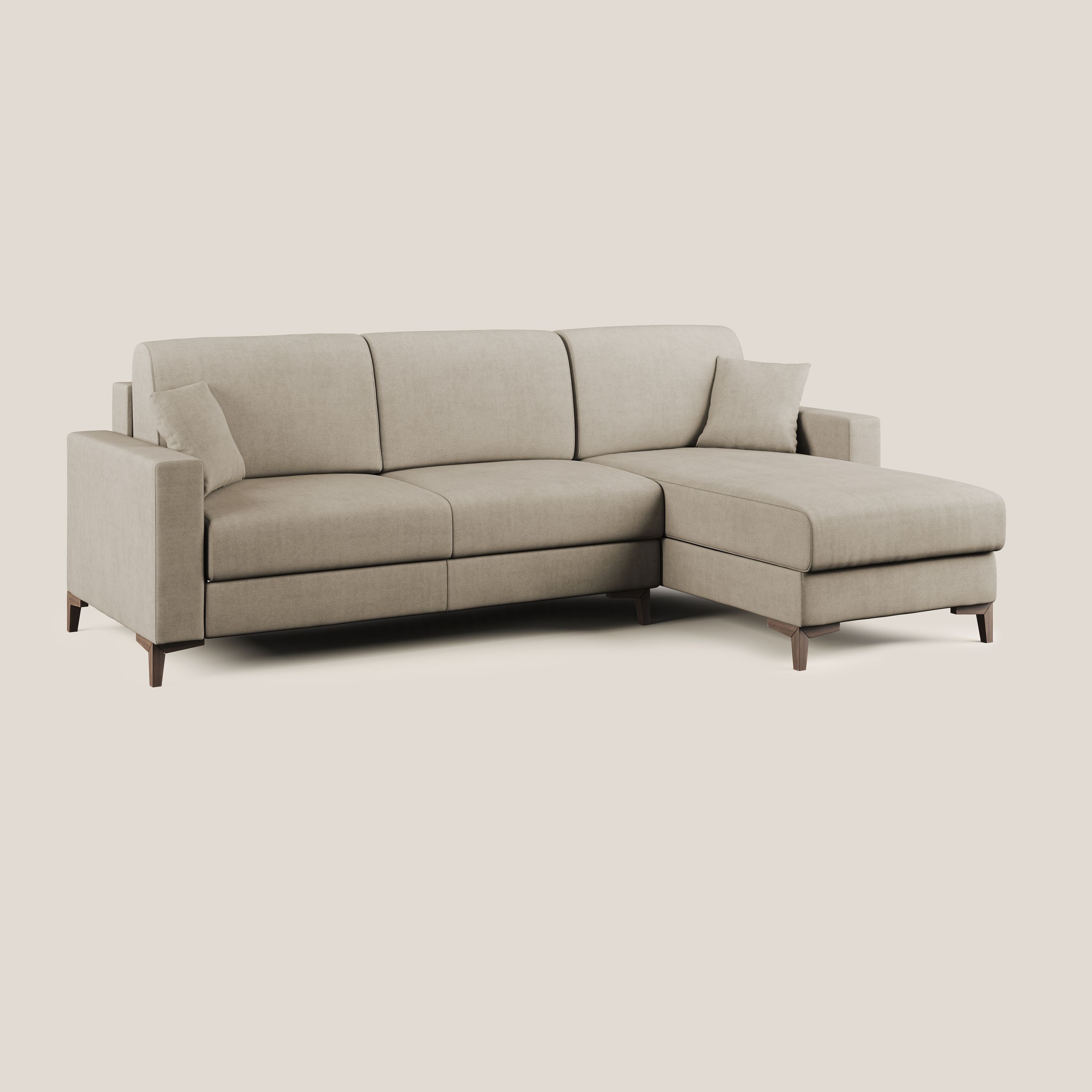 Kafka divano letto angolare in morbido tessuto impermeabile T02 beige - divani.store
