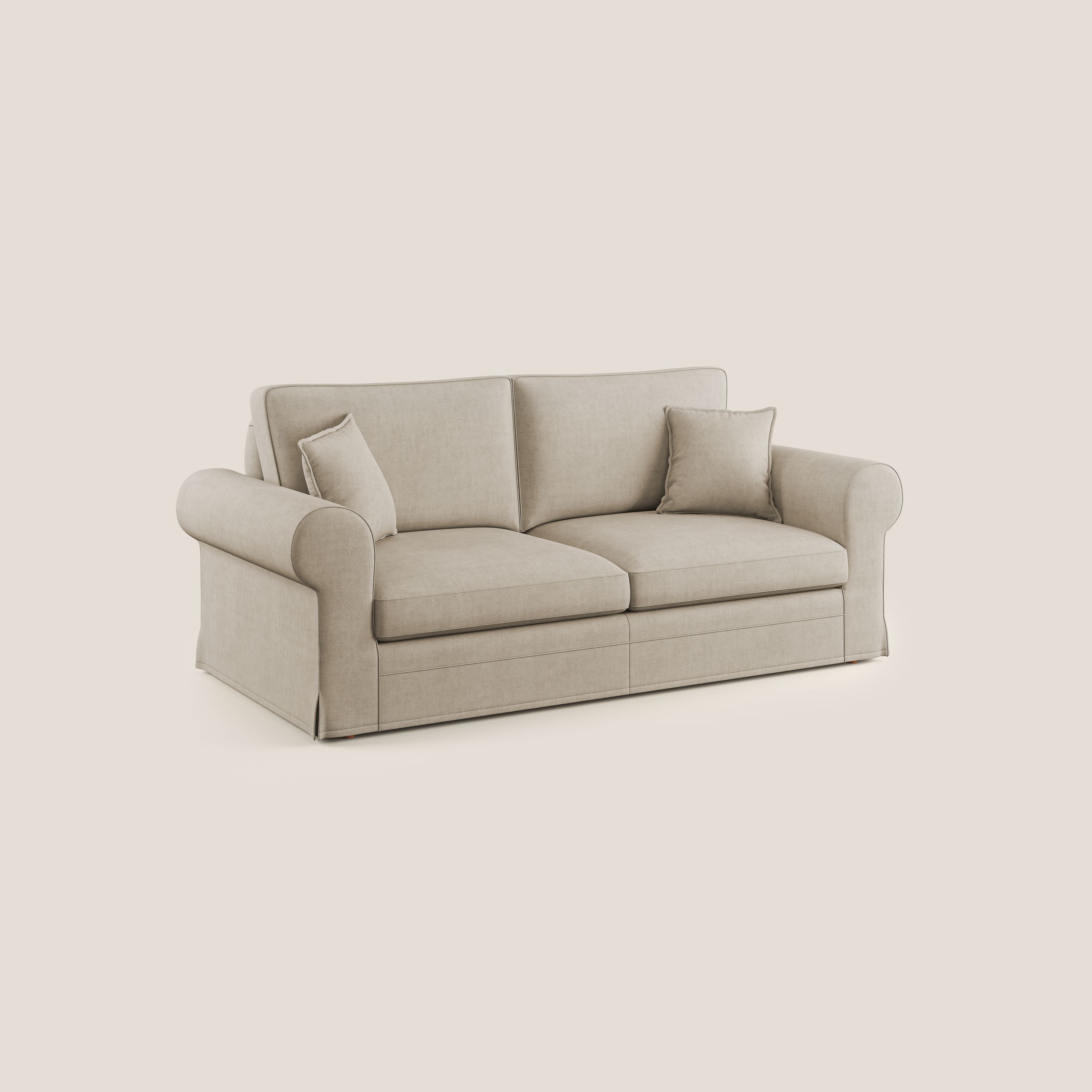 Lady divano classico in piuma d'oca realizzato con tessuto impermeabile T02 beige - divani.store