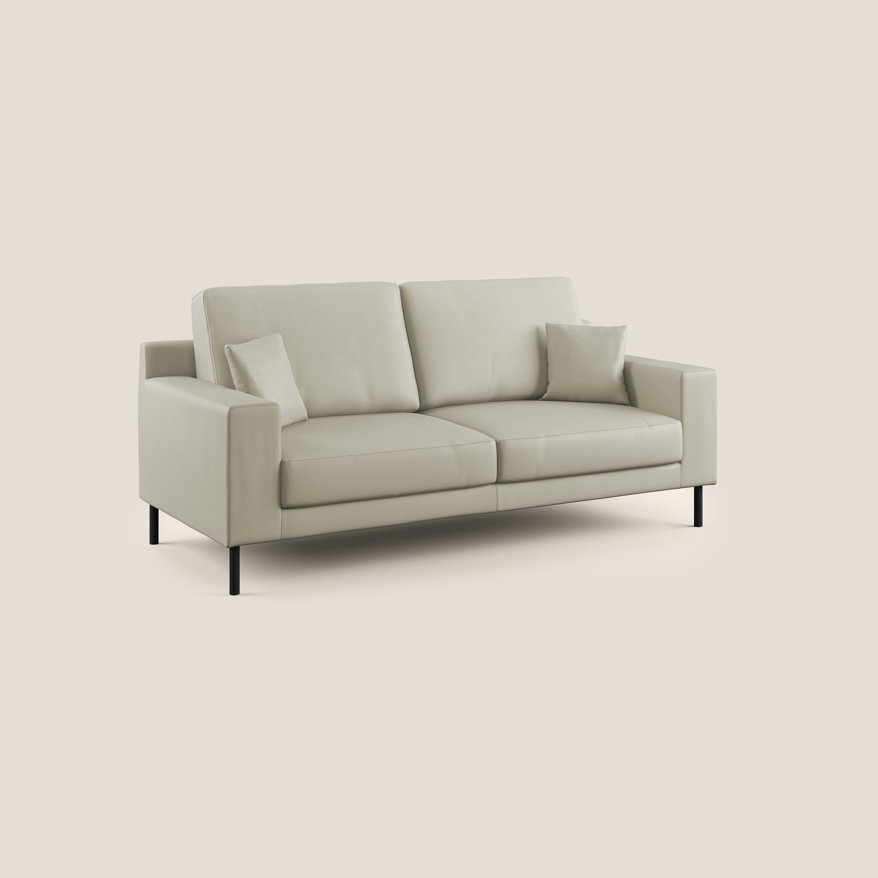 Uranio divano moderno lineare in Ecopelle impermeabile T04 tortora - divani.store