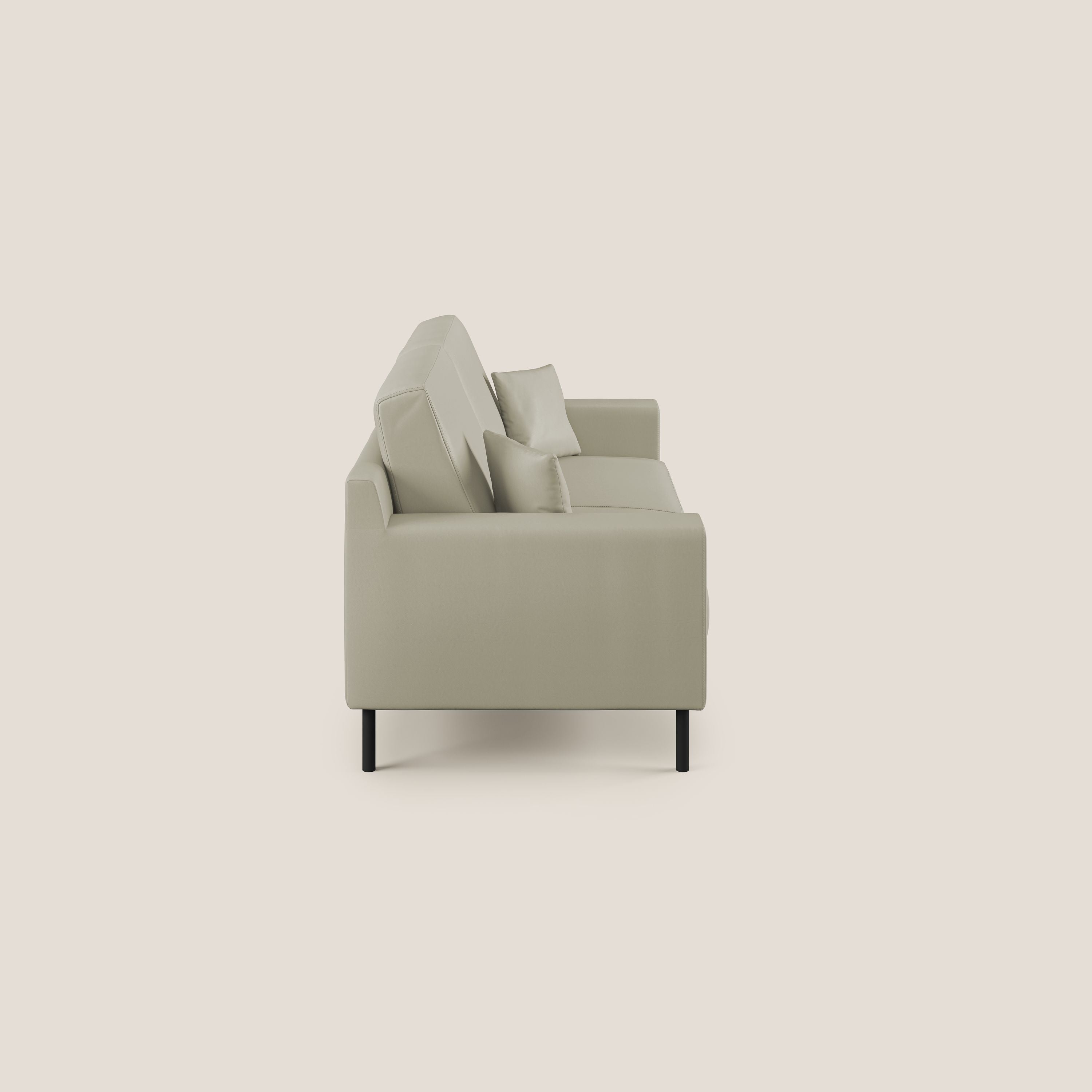 Uranio divano moderno lineare in Ecopelle impermeabile T04 tortora - divani.store