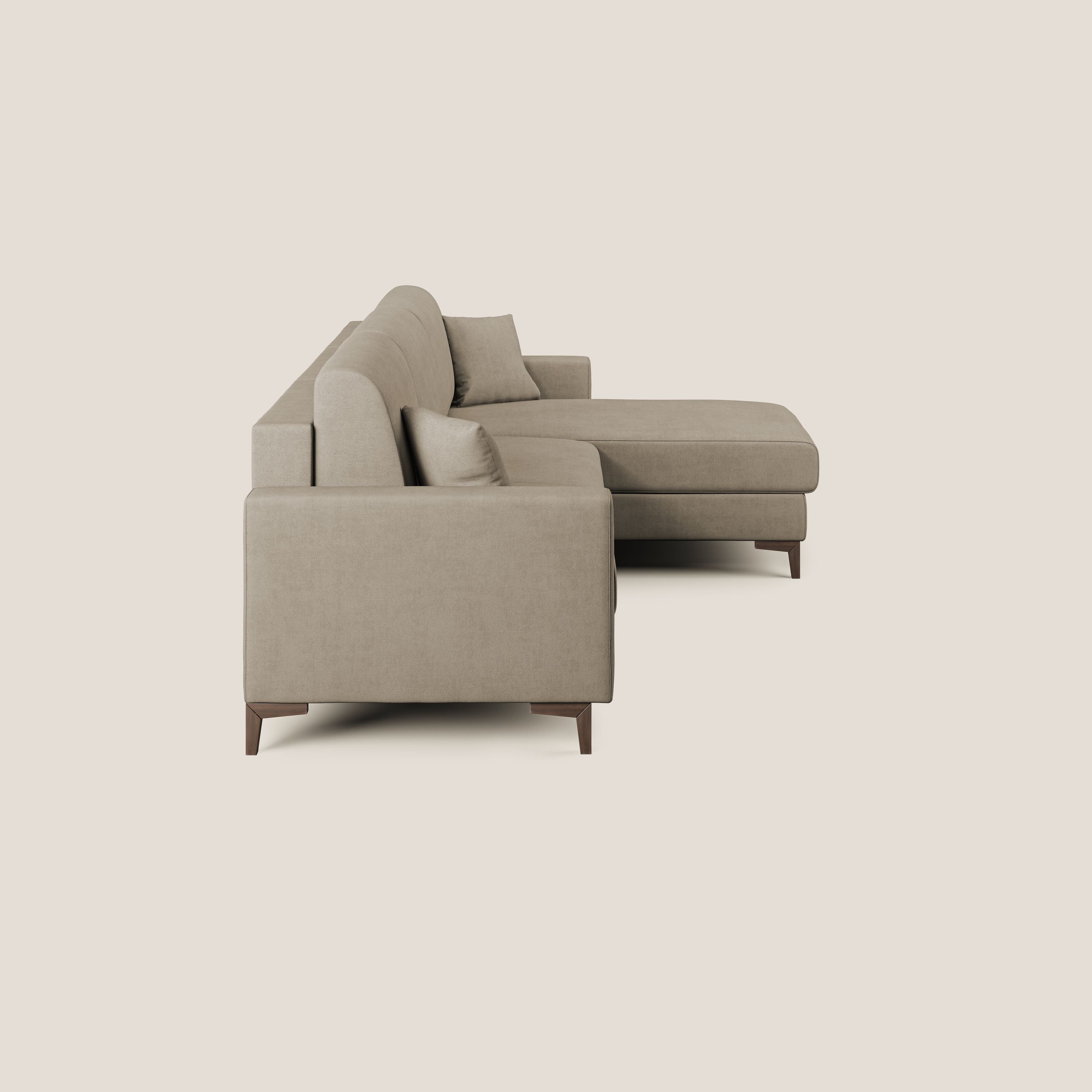 Kafka divano letto angolare in morbido tessuto impermeabile T02 beige - divani.store