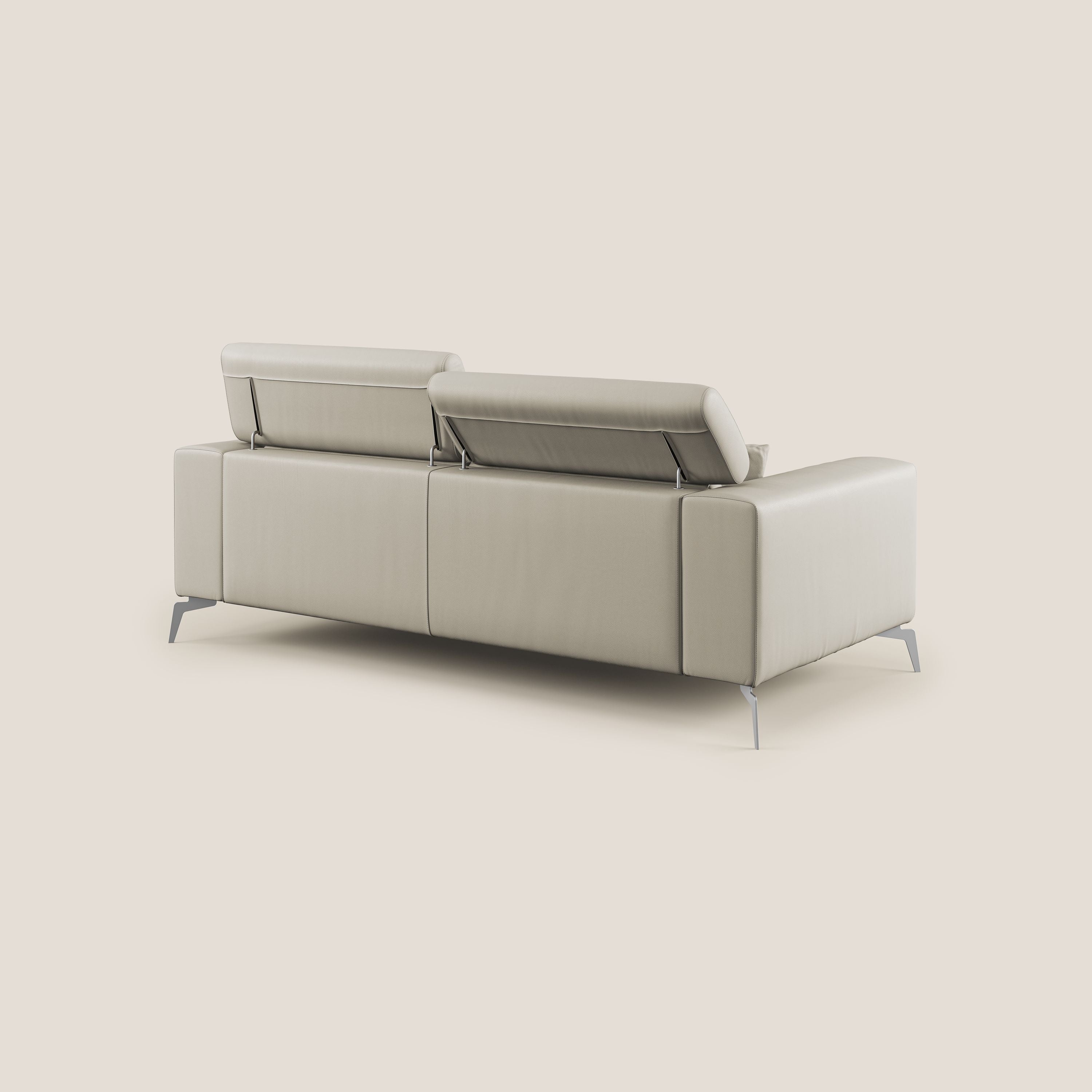 Blade Divano moderno con poggiatesta reclinabili in Ecopelle T04 tortora - divani.store