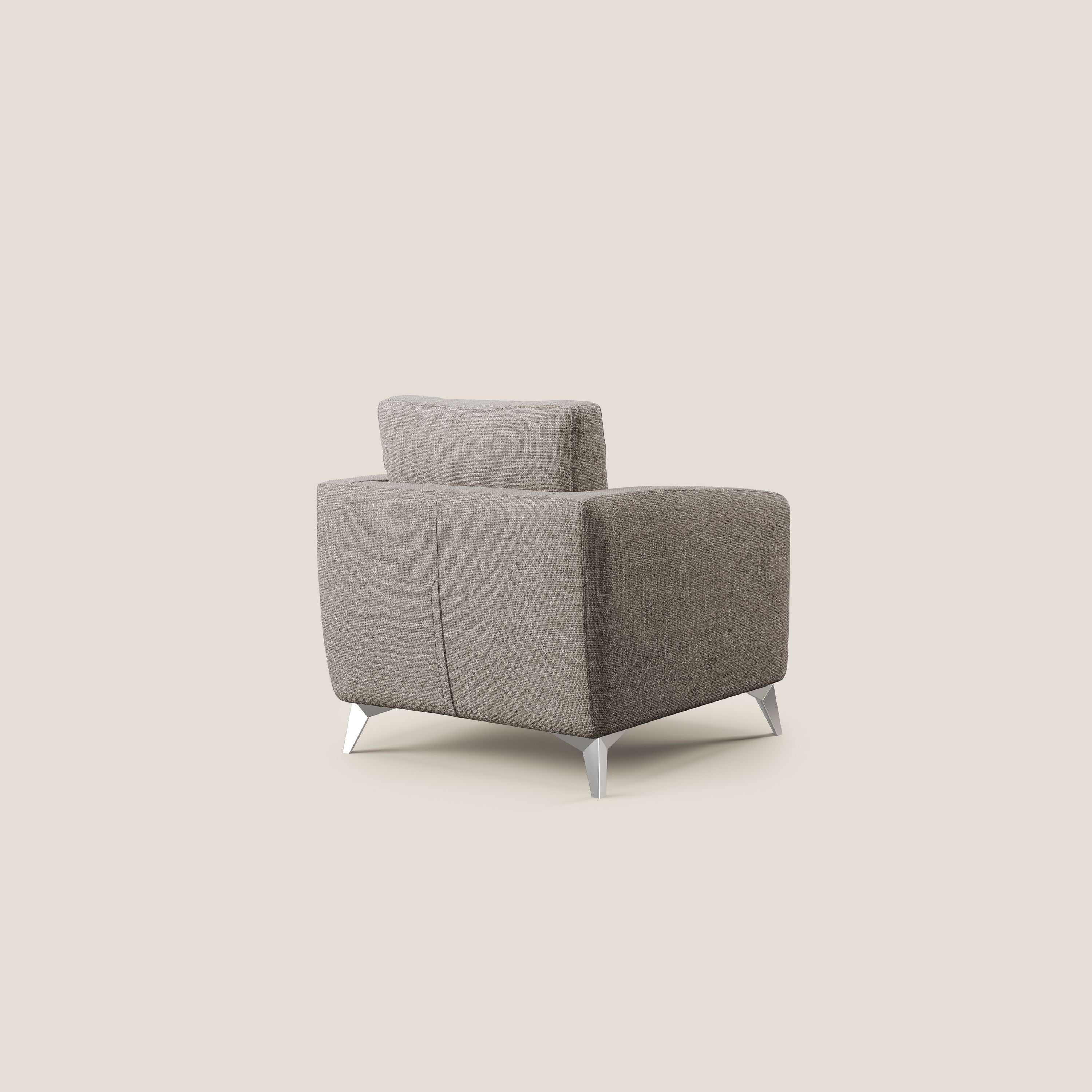 Orione Poltroncina in morbido tessuto impermeabile ad intreccio T06 tortora - divani.store