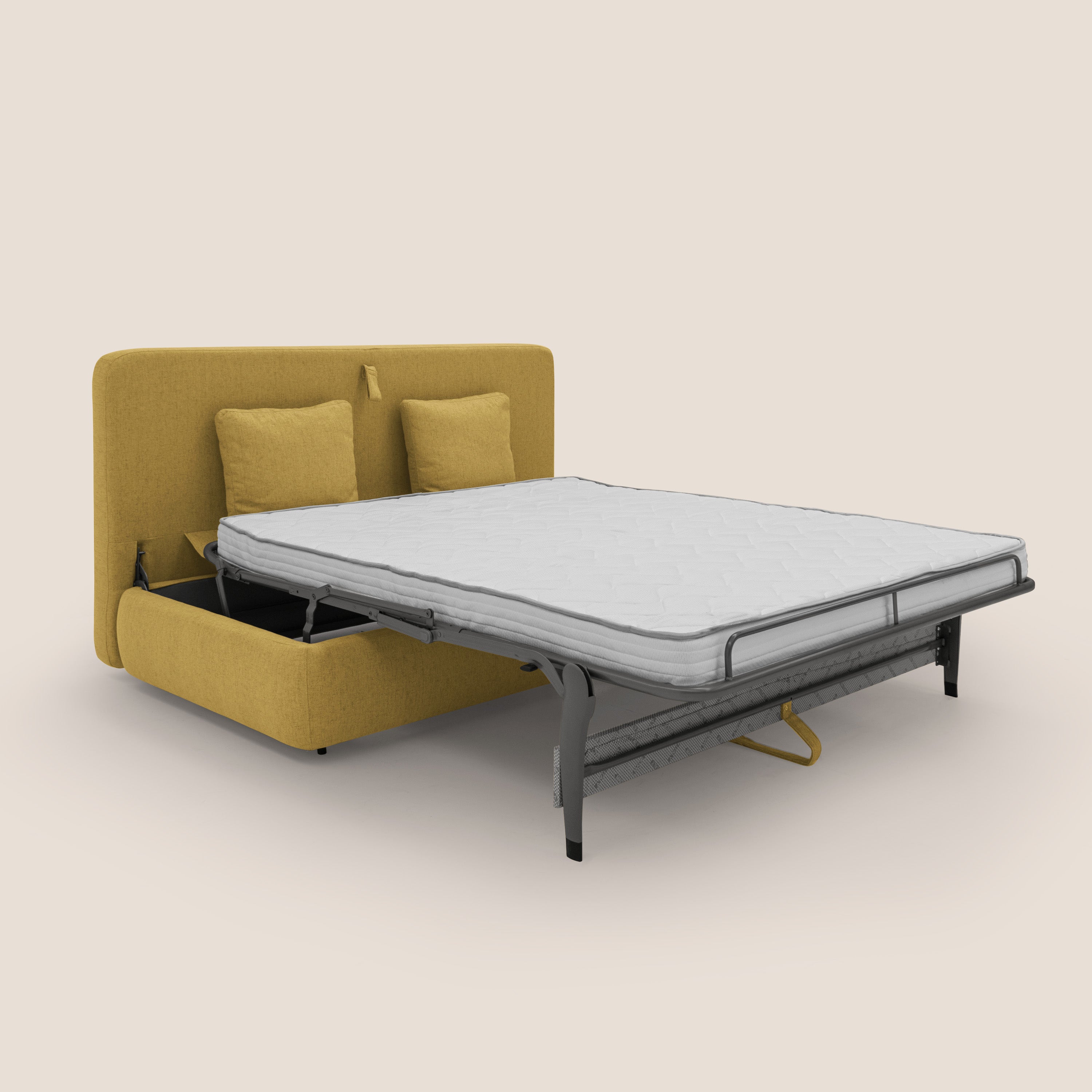 Gransasso Divano letto matrimoniale dal DESIGN innovativo in tessuto impermeabile T03 giallo - divani.store