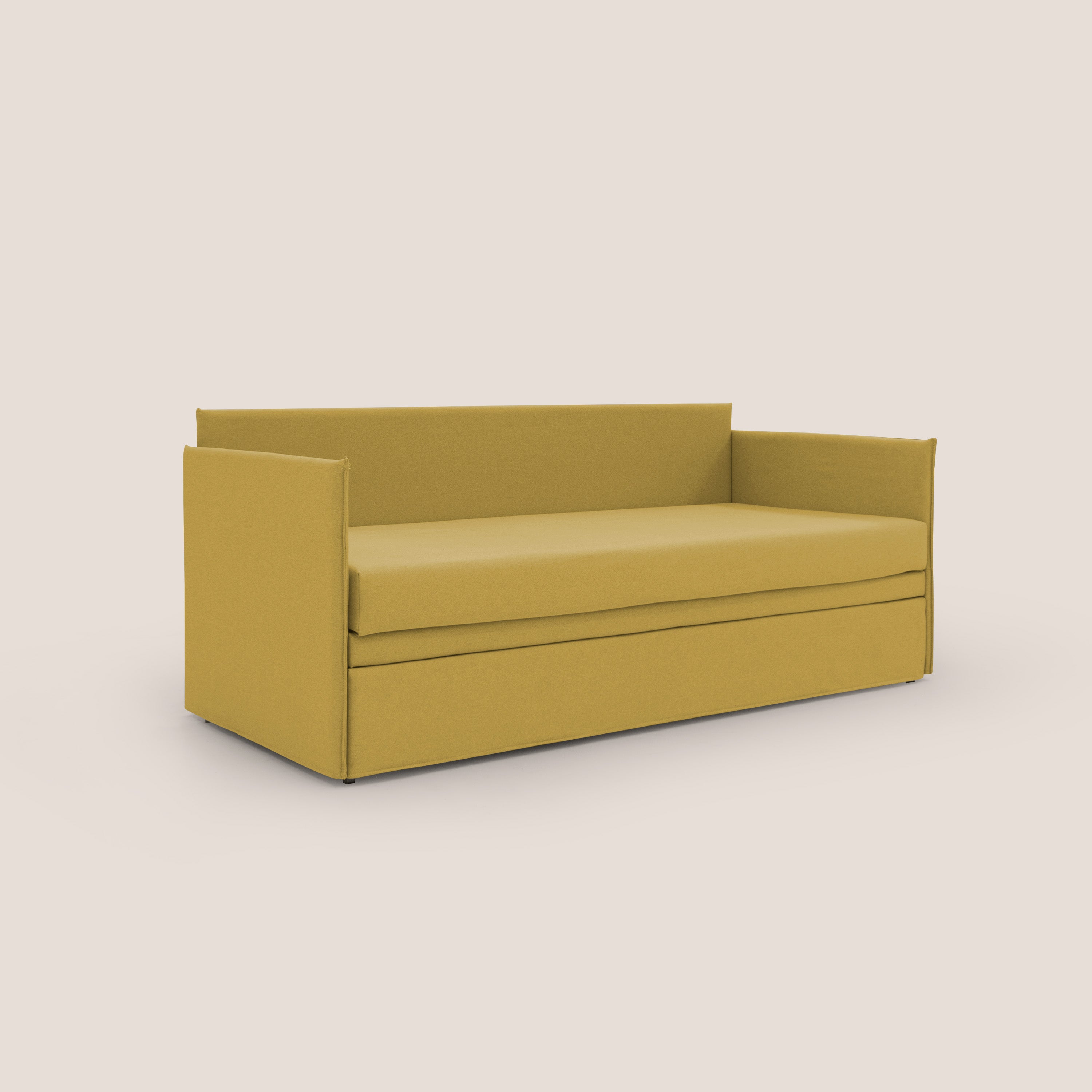 Brenta Divano duplex con doppio letto in tessuto simil cotone impermeabile T13 giallo - divani.store