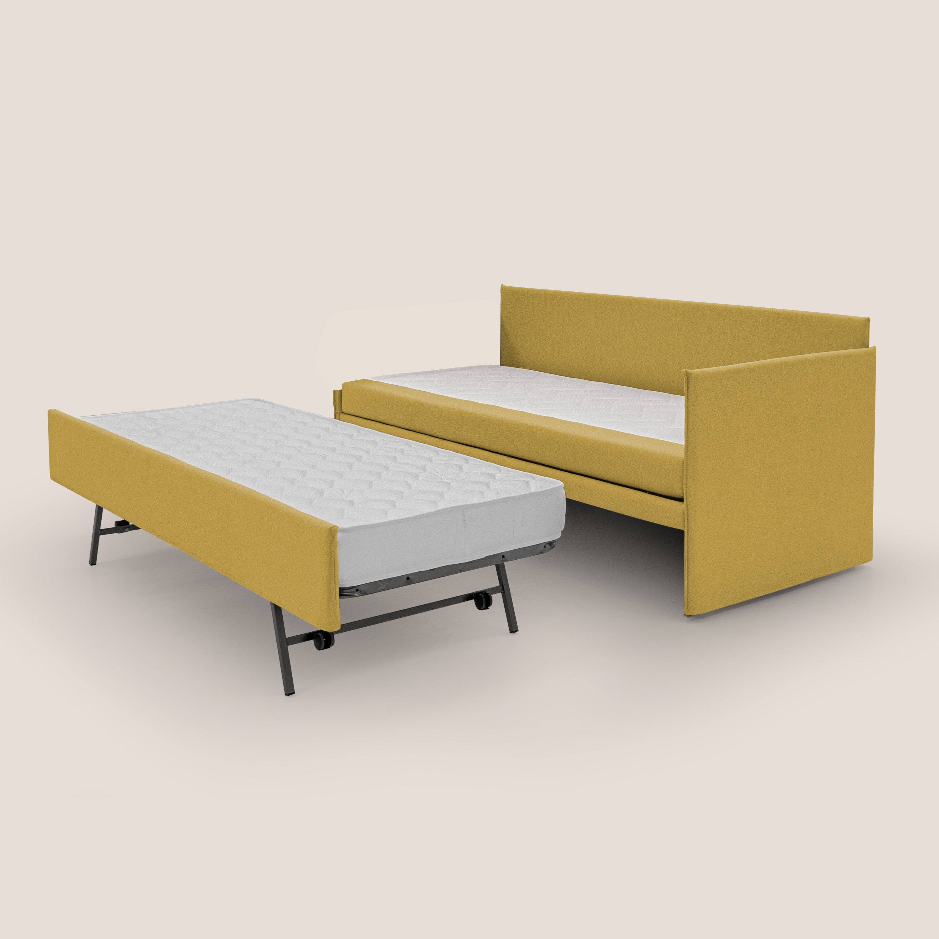 Durini Divano duplex con doppio letto in tessuto simil cotone impermeabile T13 giallo - divani.store