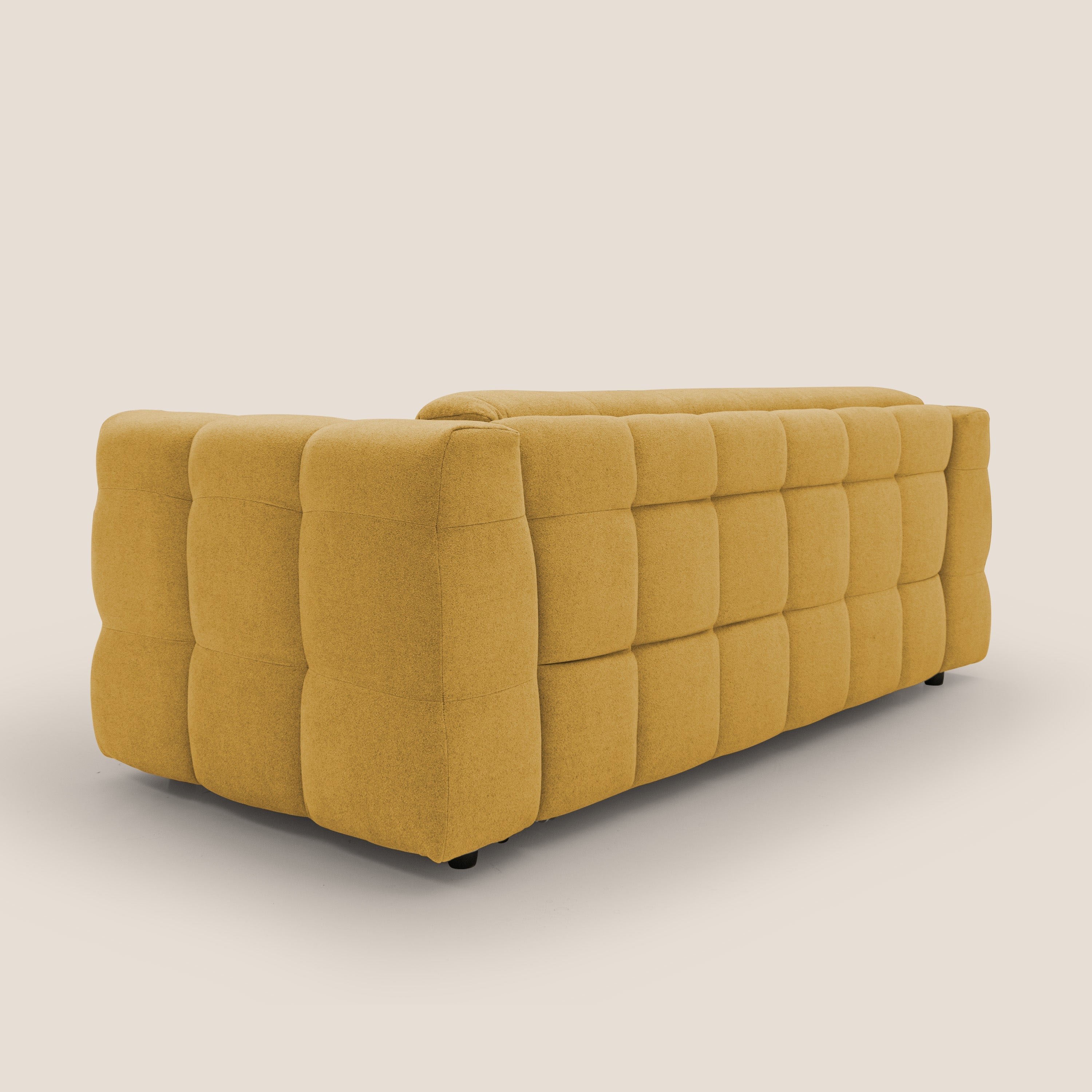 Tender Divano letto matrimoniale dal design innovativo in tessuto bouclet impermeabile T07 giallo - divani.store