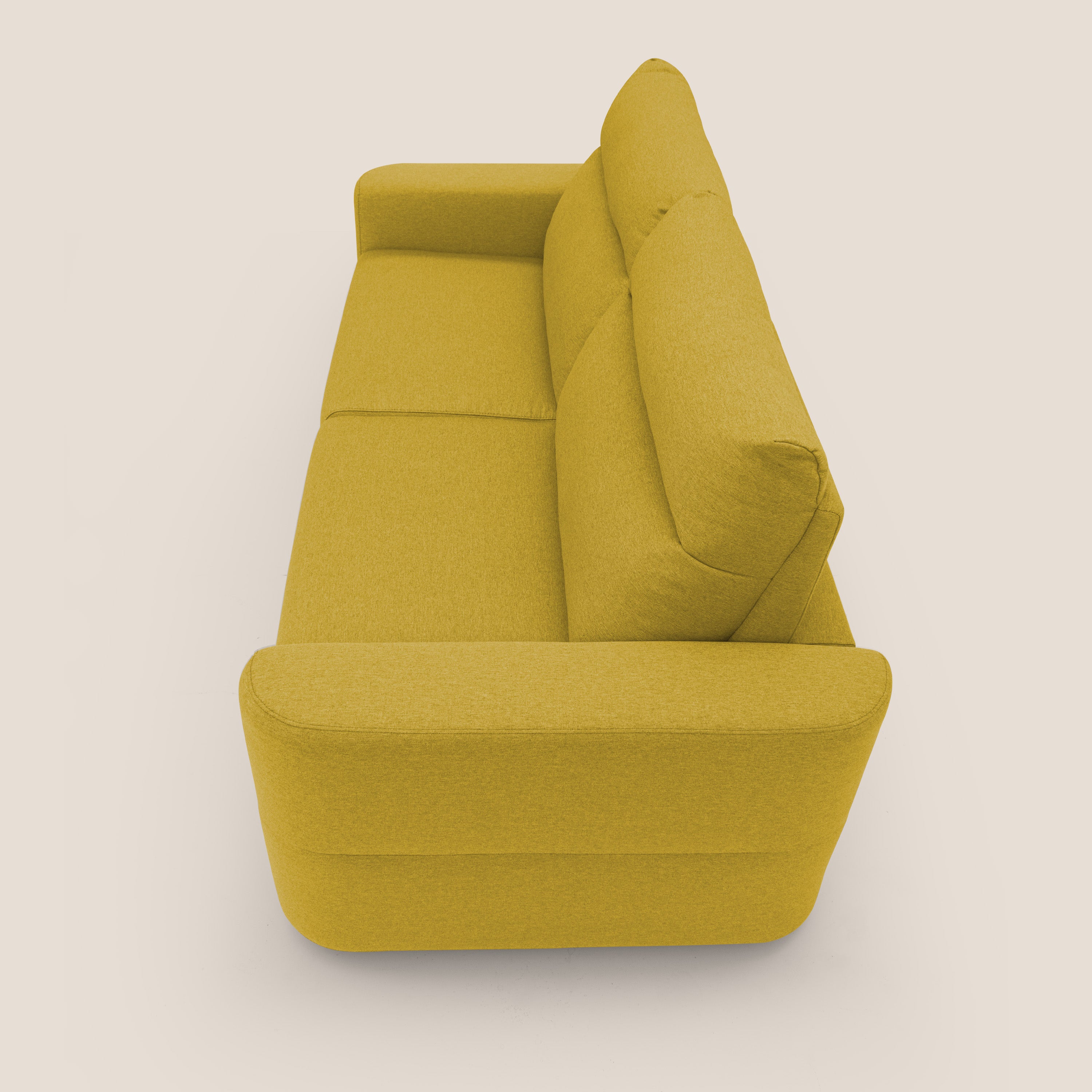 Cupido Divano letto materasso H18 cm e schienale alto in tessuto impermeabile simil cotone T13 giallo - divani.store