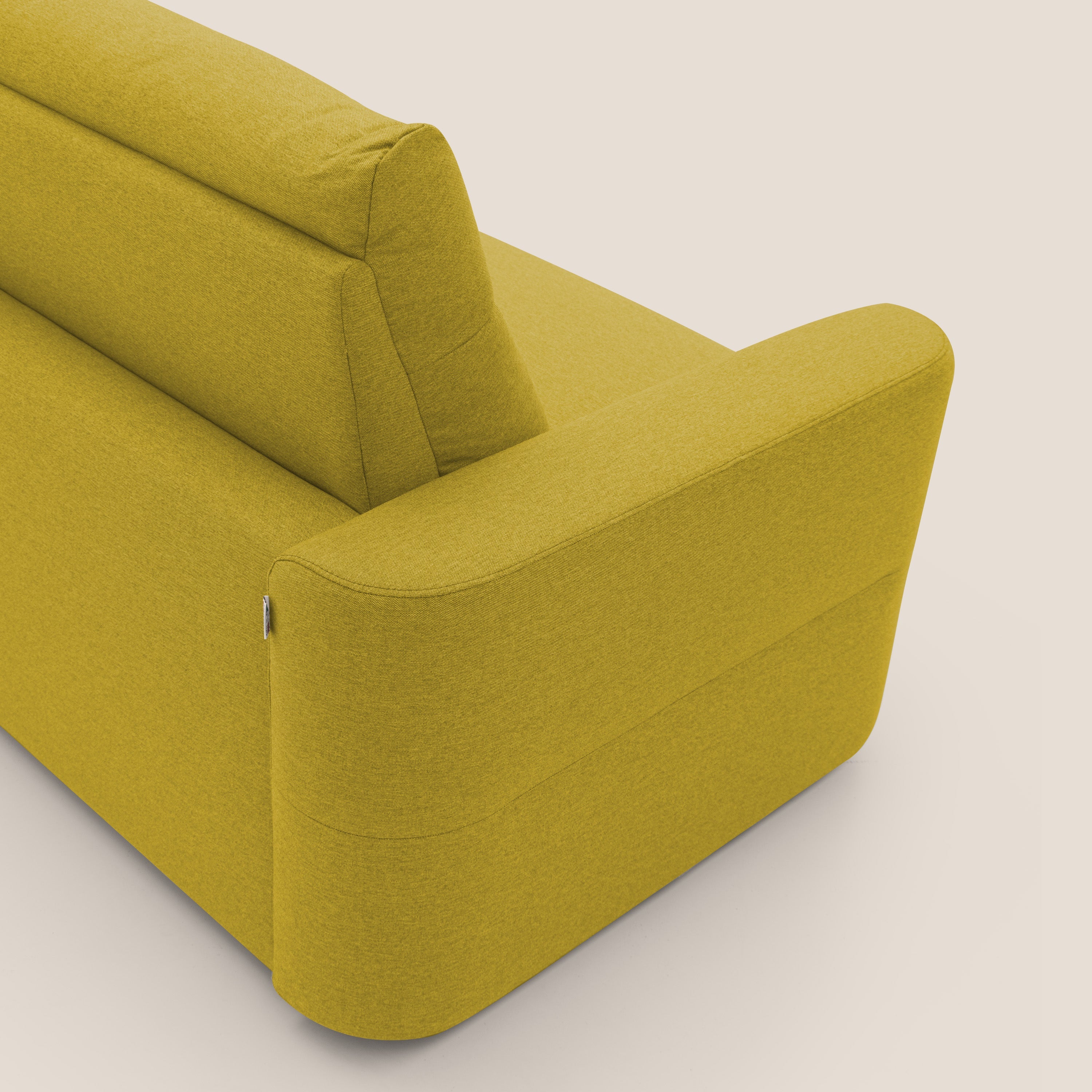 Cupido Divano letto materasso H18 cm e schienale alto in tessuto impermeabile simil cotone T13 giallo - divani.store