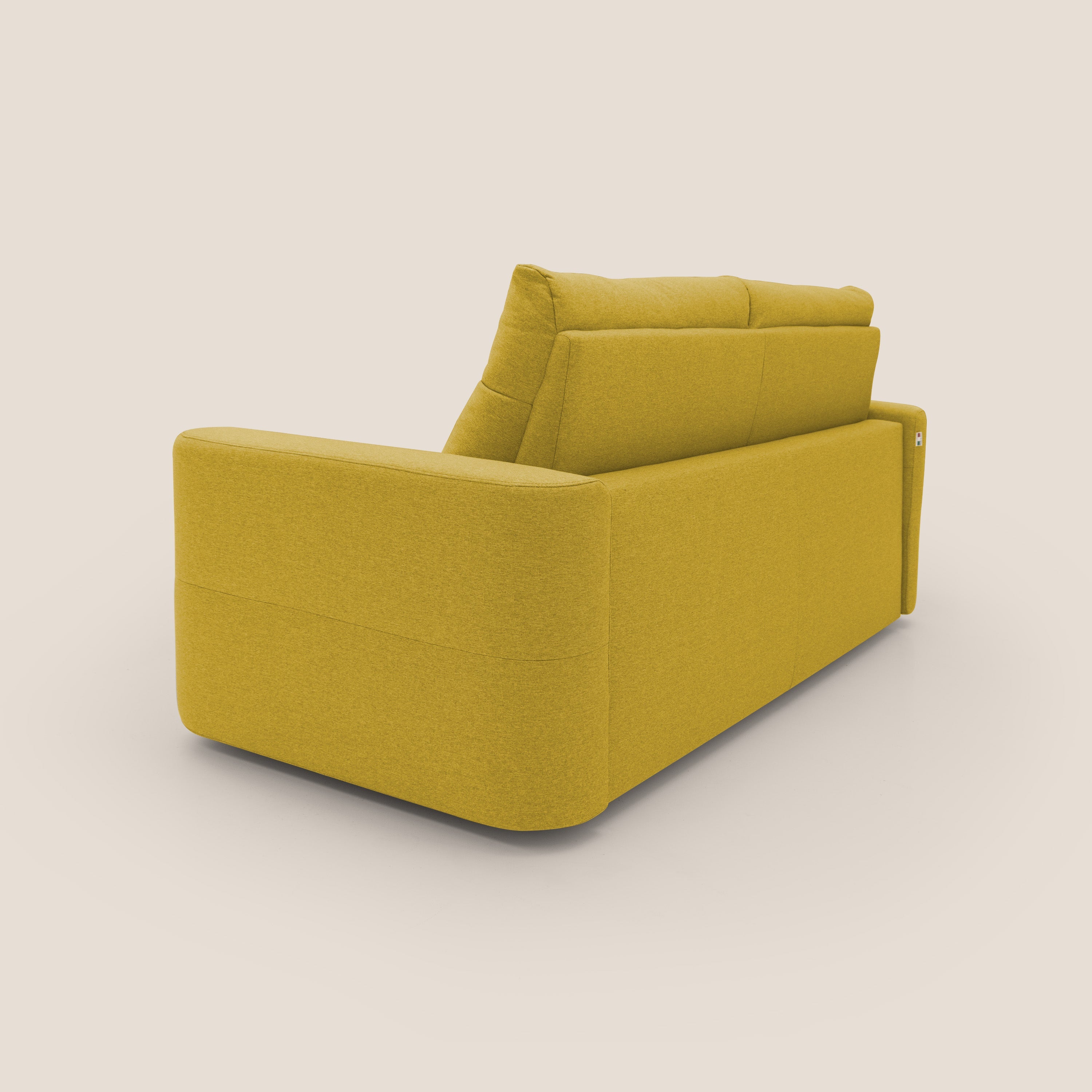 Cupido Divano letto materasso H18 cm e schienale alto in tessuto impermeabile simil cotone T13 giallo - divani.store