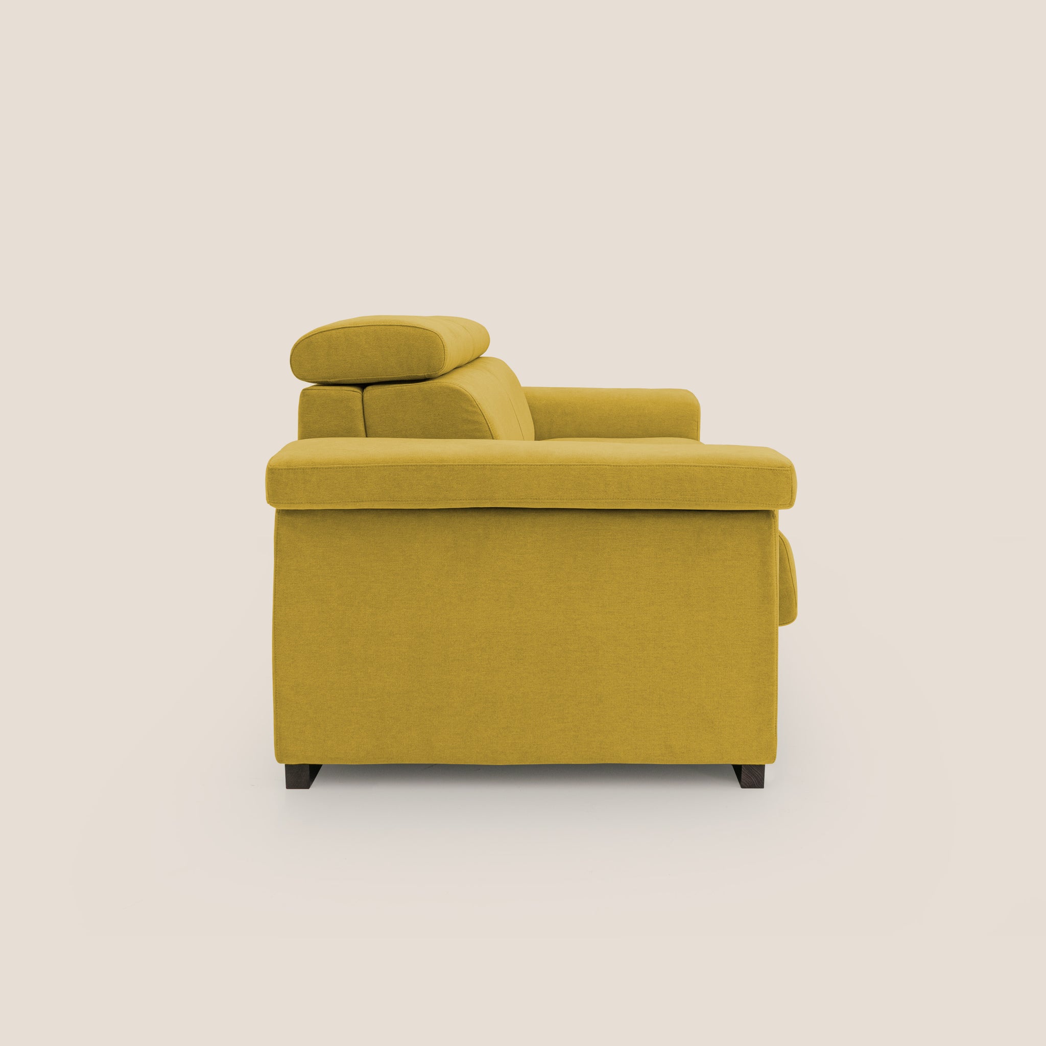 Bjorn divano letto 220 cm (mat. 140x197 cm) con materasso H18 cm in tessuto impermeabile T02 GIALLO