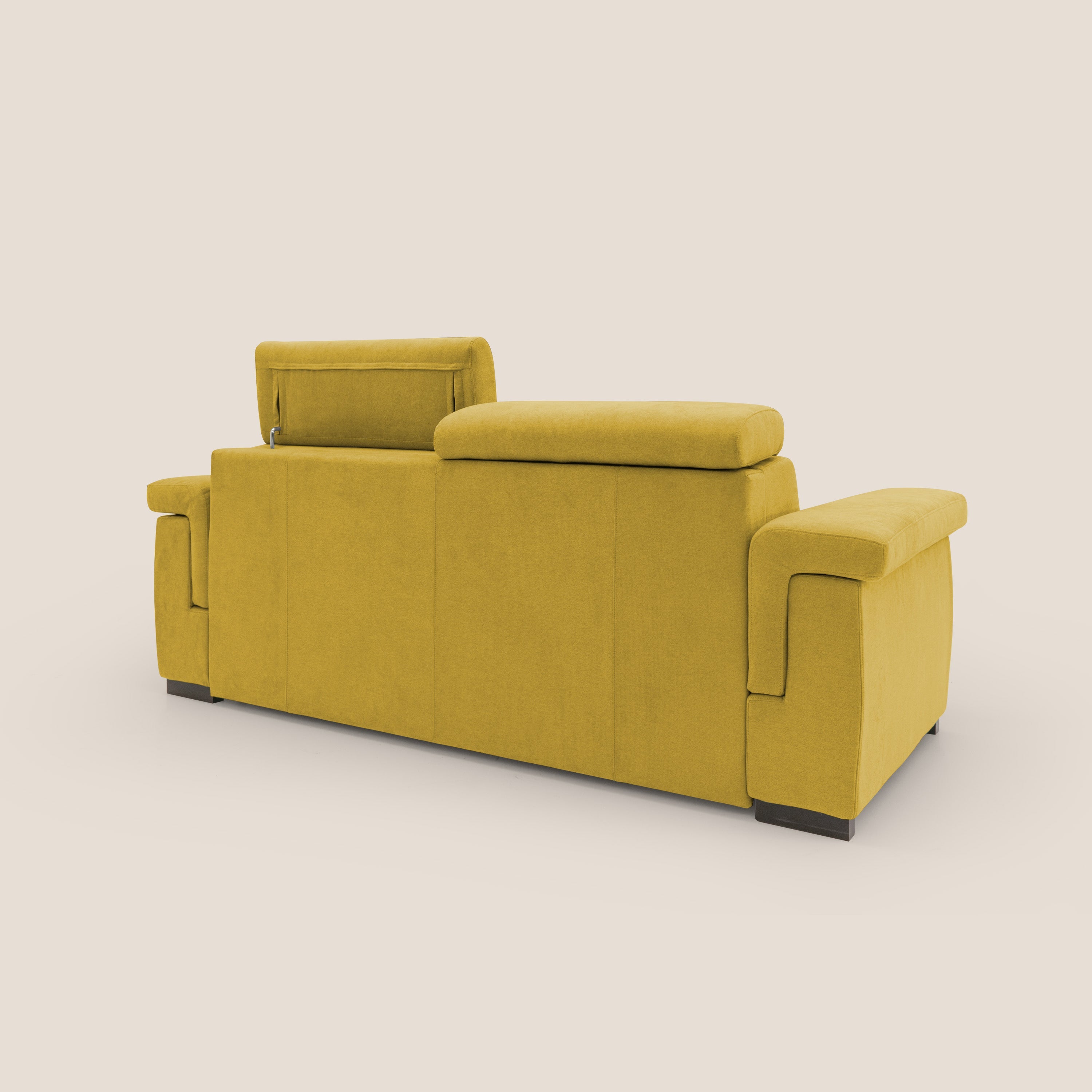 Bjorn divano letto sfoderabile con materasso H18 cm e poggiatesta reclinabili in tessuto impermeabile T02 giallo - divani.store