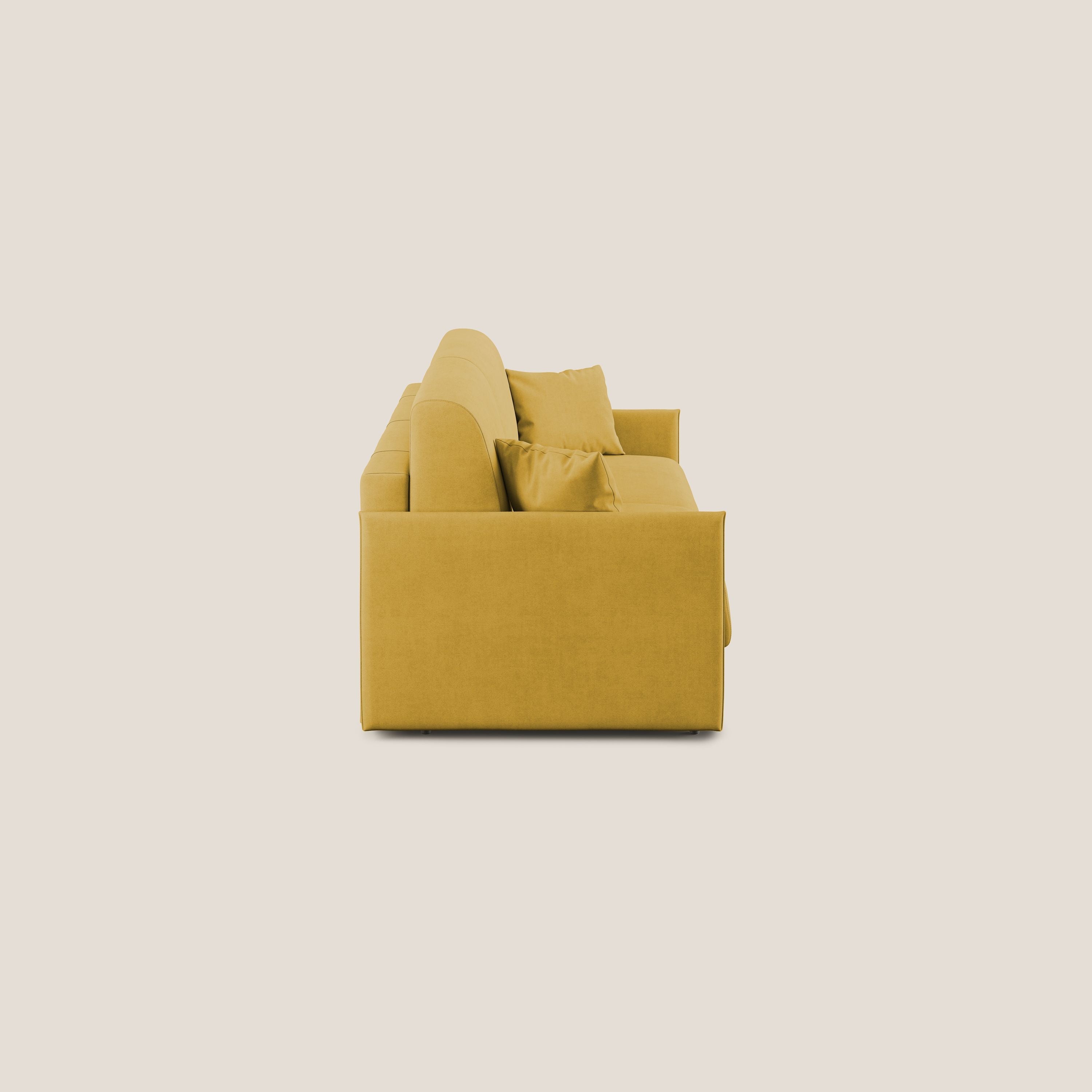 Evans Divano letto in morbido tessuto impermeabile T02 giallo - divani.store