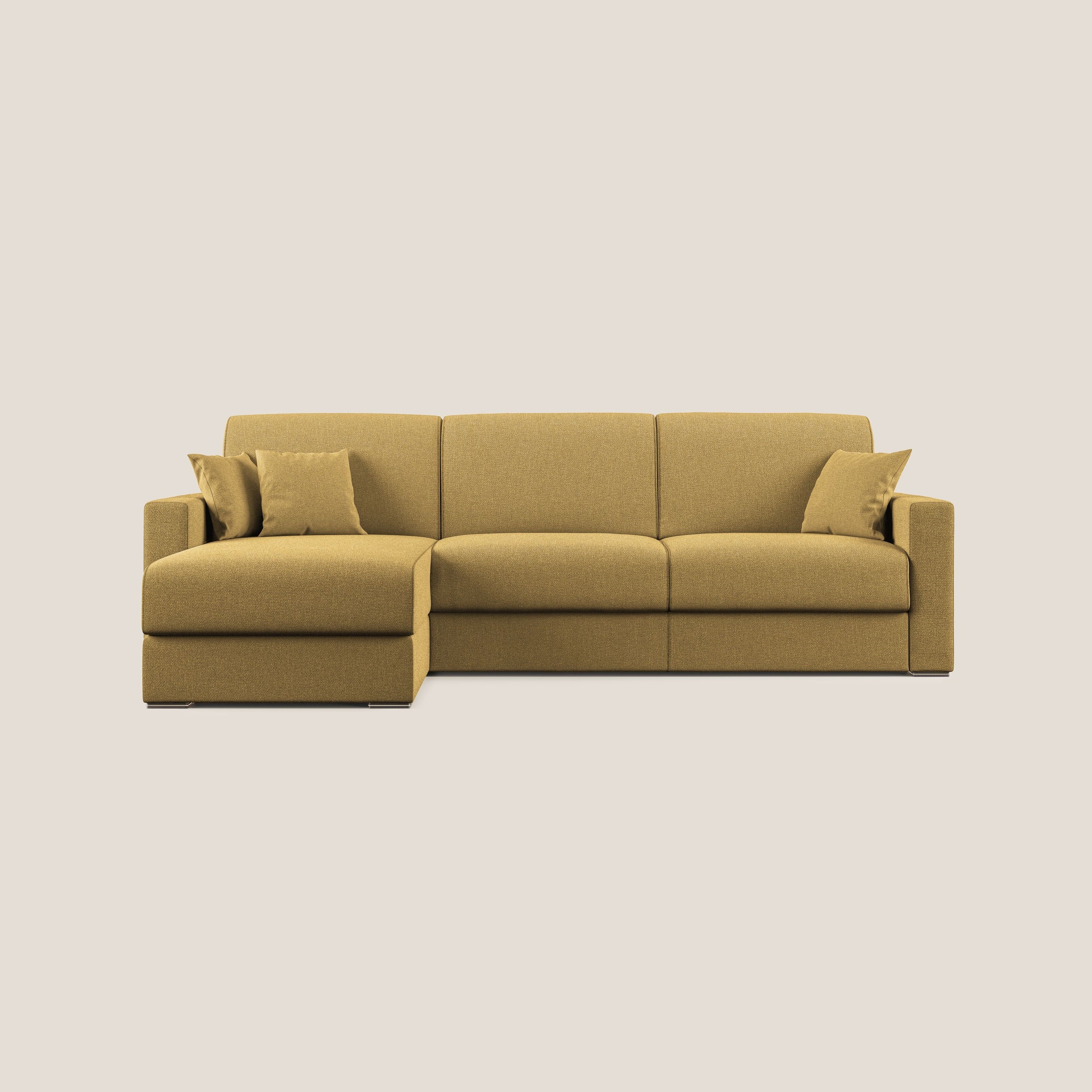 Best Divano letto angolare con penisola in tessuto smacchiabile QuickClean T08 giallo - divani.store