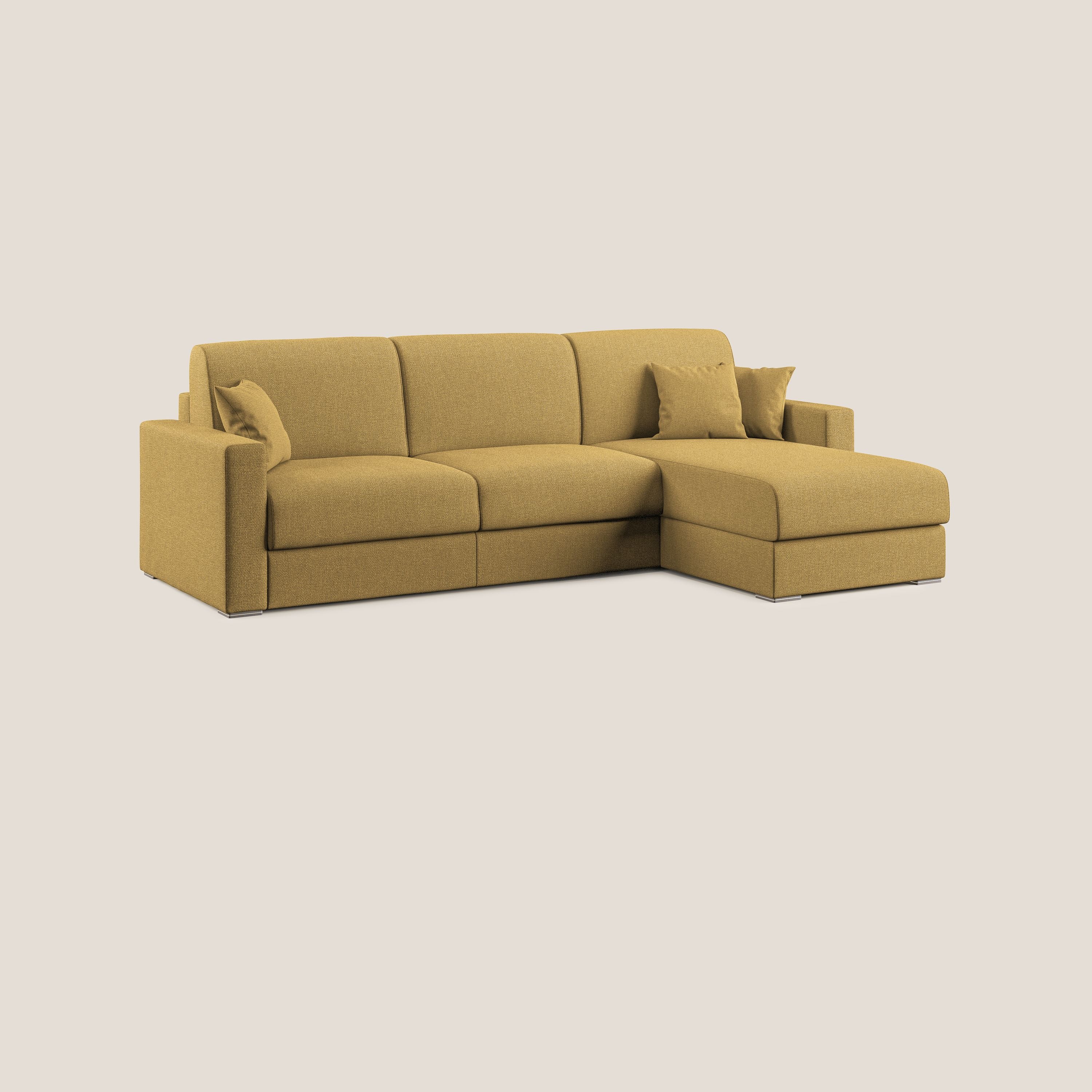 Best Divano letto angolare con penisola in tessuto smacchiabile QuickClean T08 giallo - divani.store
