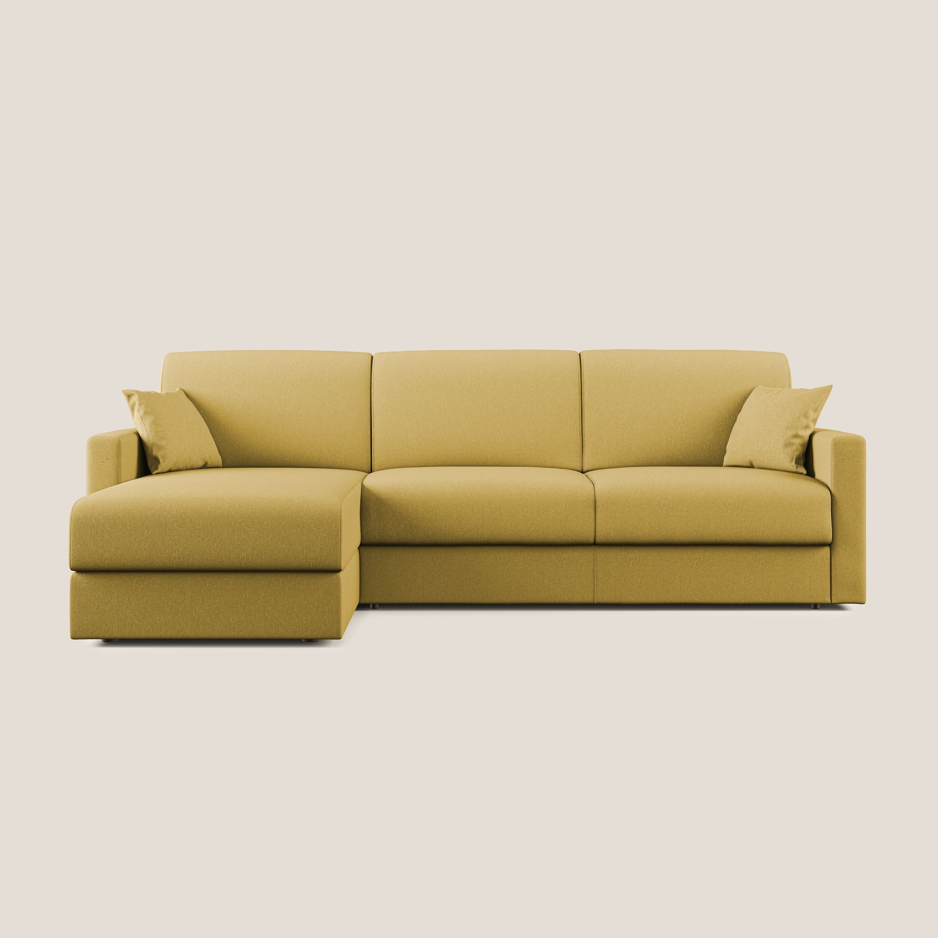 Chris Divano letto angolare 5 posti in tessuto impermeabile T13 giallo - divani.store