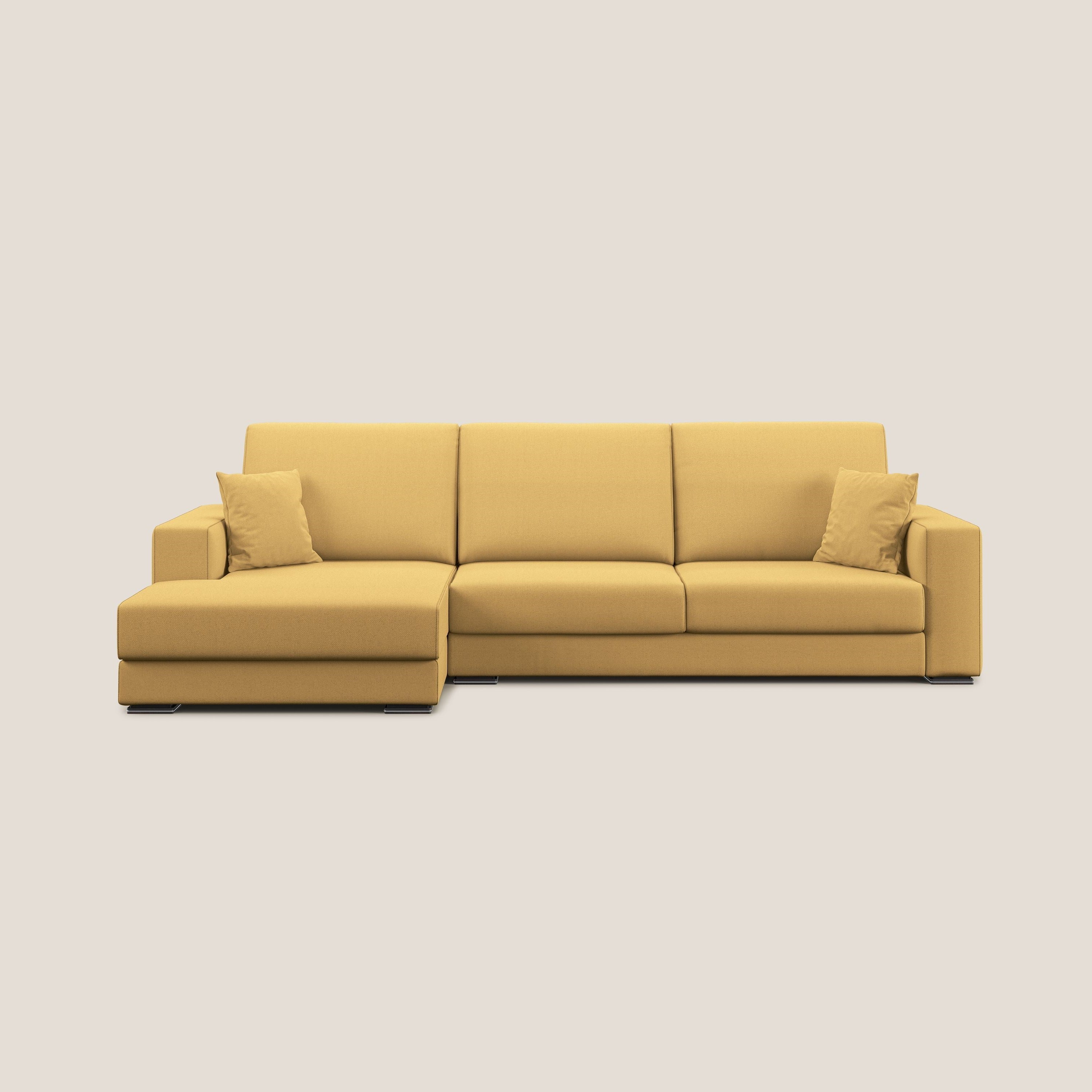 Marte divano angolare in tessuto smacchiabile impermeabile T08 giallo - divani.store