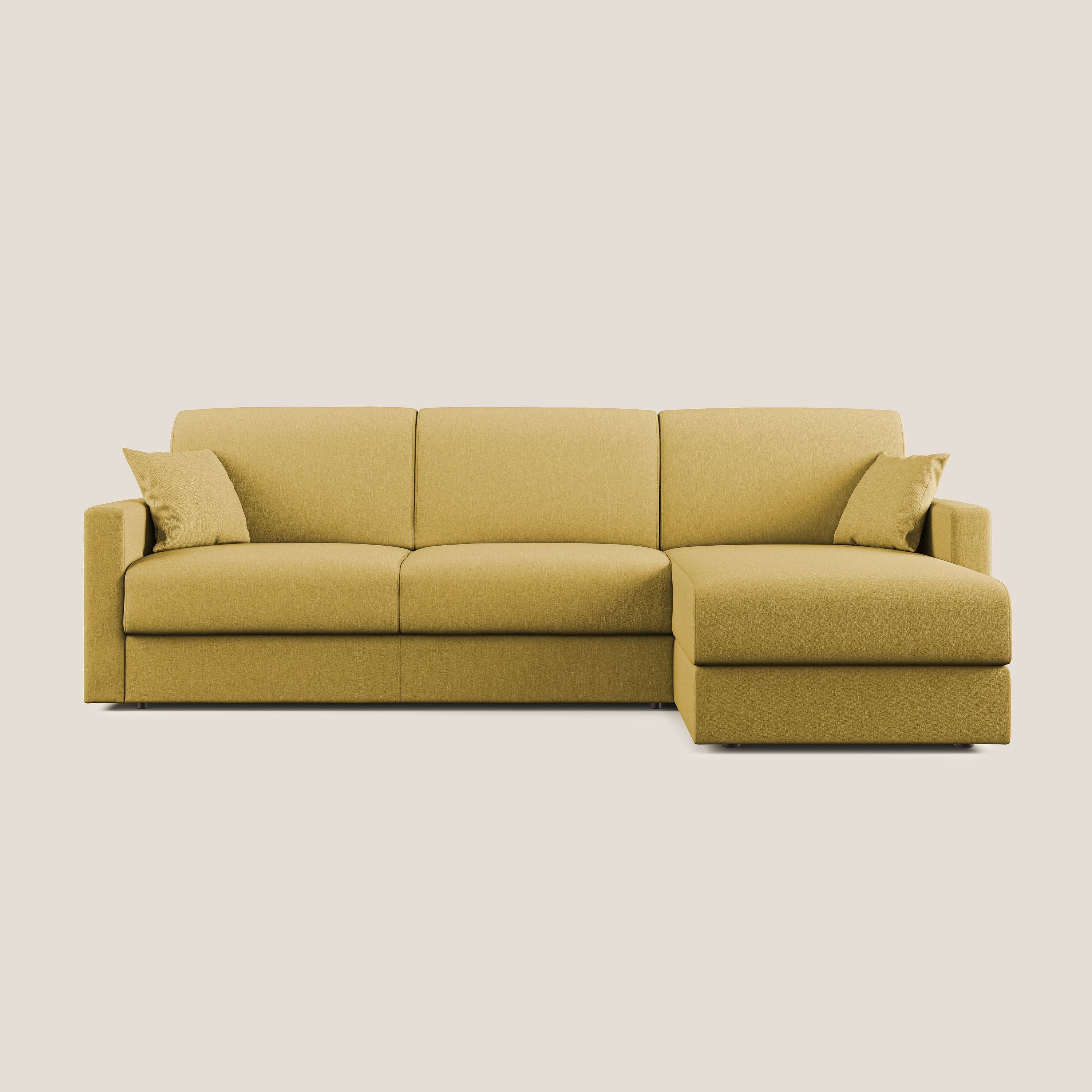 Chris Divano letto angolare 5 posti in tessuto impermeabile T13 giallo - divani.store