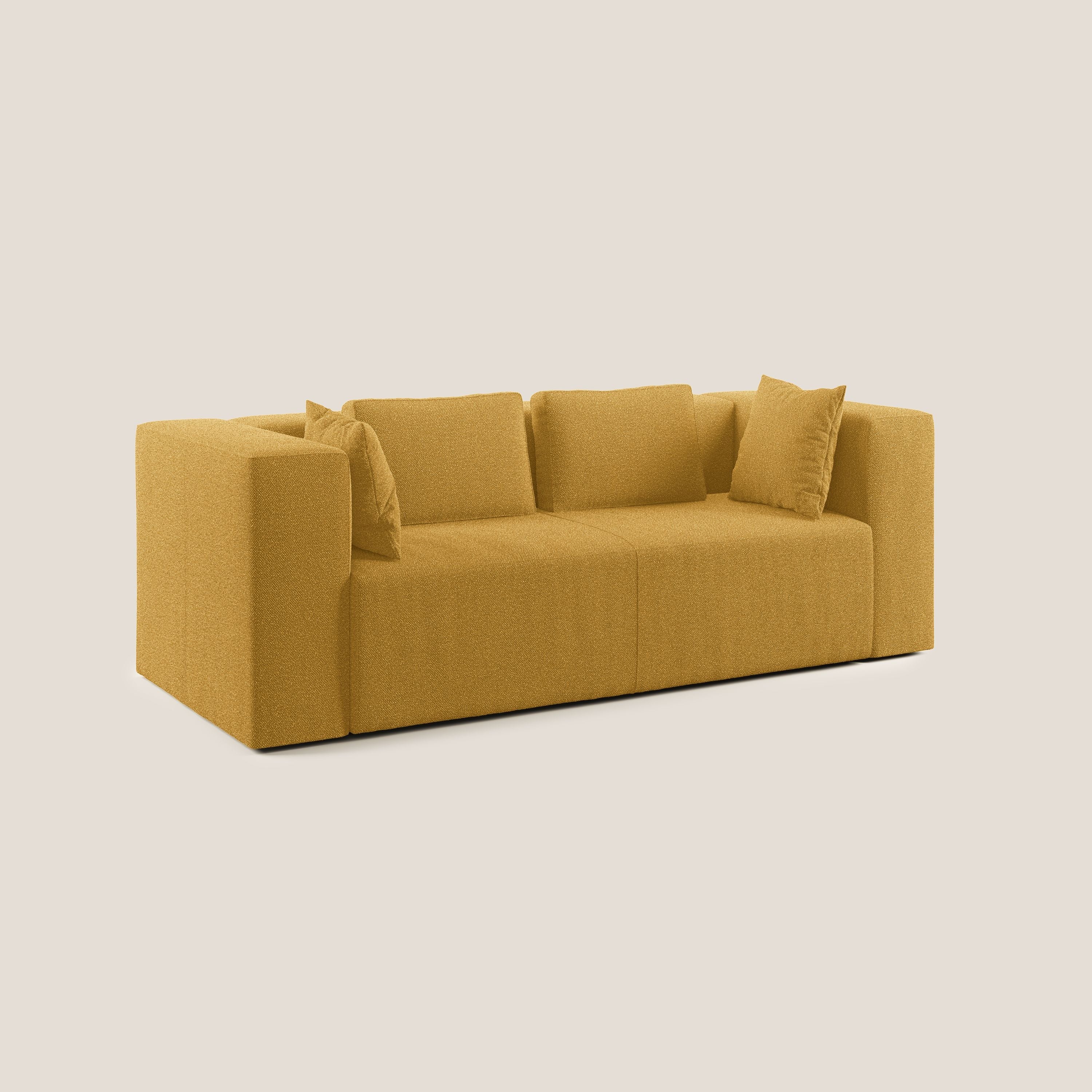 Nettuno divano moderno componibile in morbido tessuto bouclè T07 giallo - divani.store