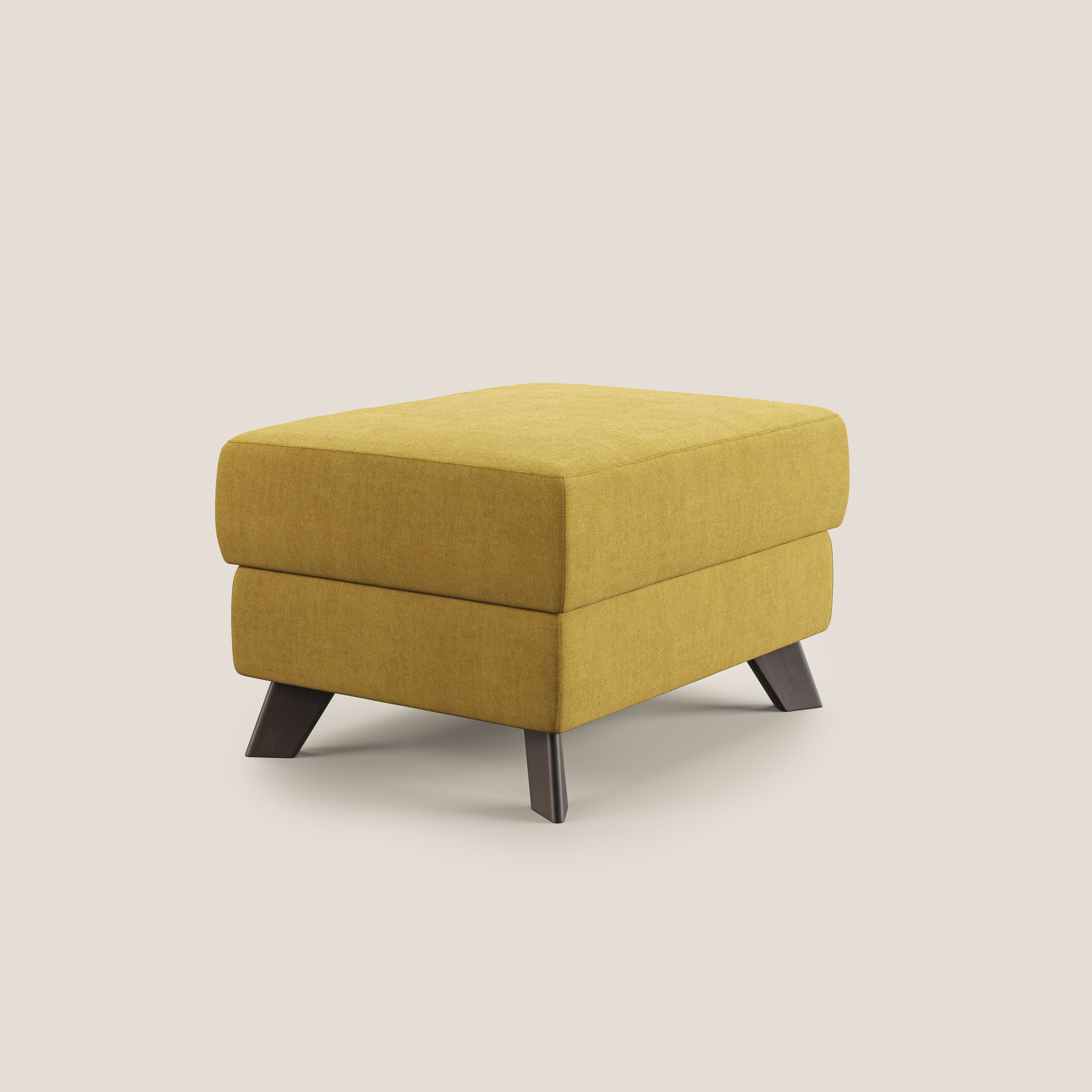 Moon Pouf contenitore e piedini alti in tessuto morbido impermeabile T02 giallo - divani.store