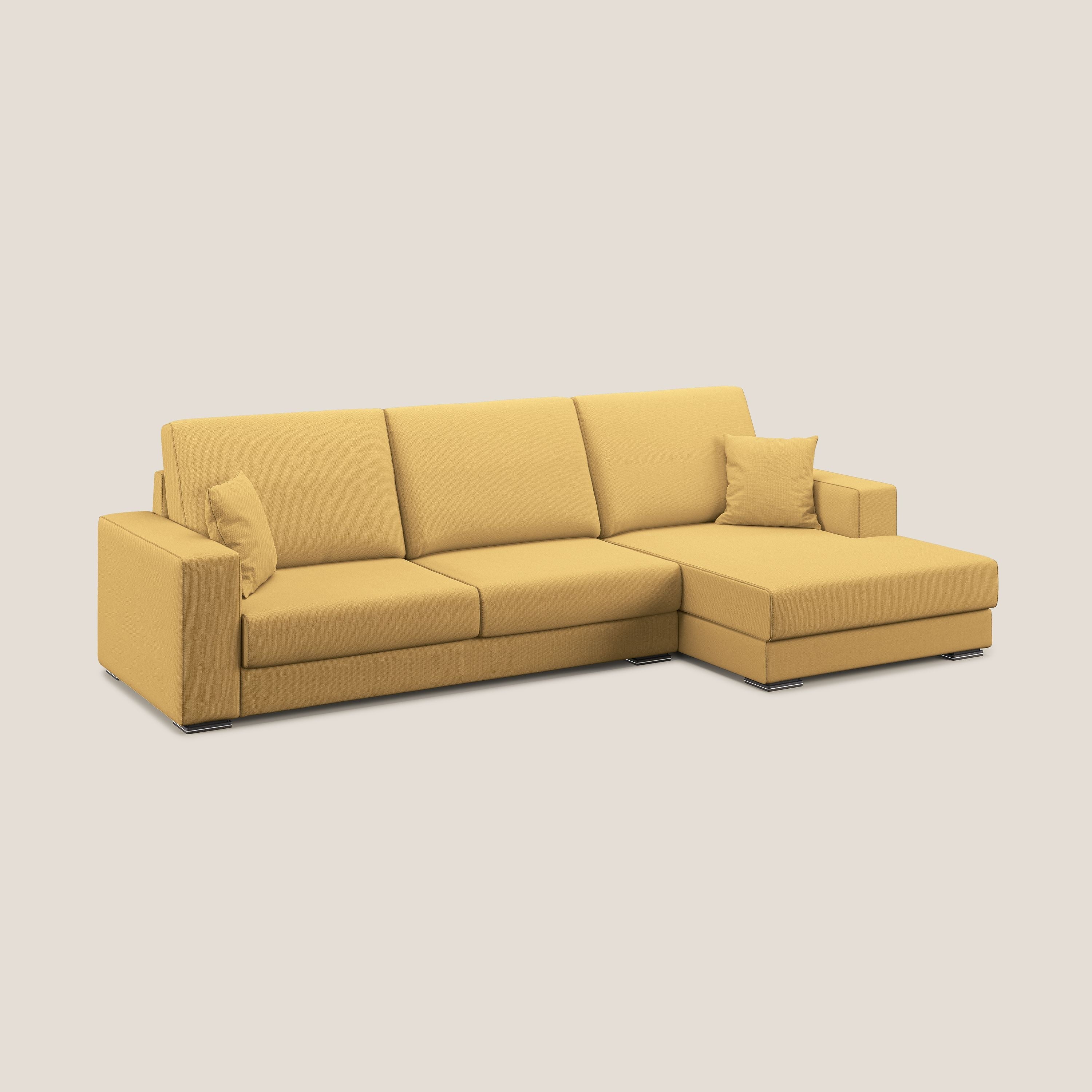 Marte divano angolare in tessuto smacchiabile impermeabile T08 giallo - divani.store