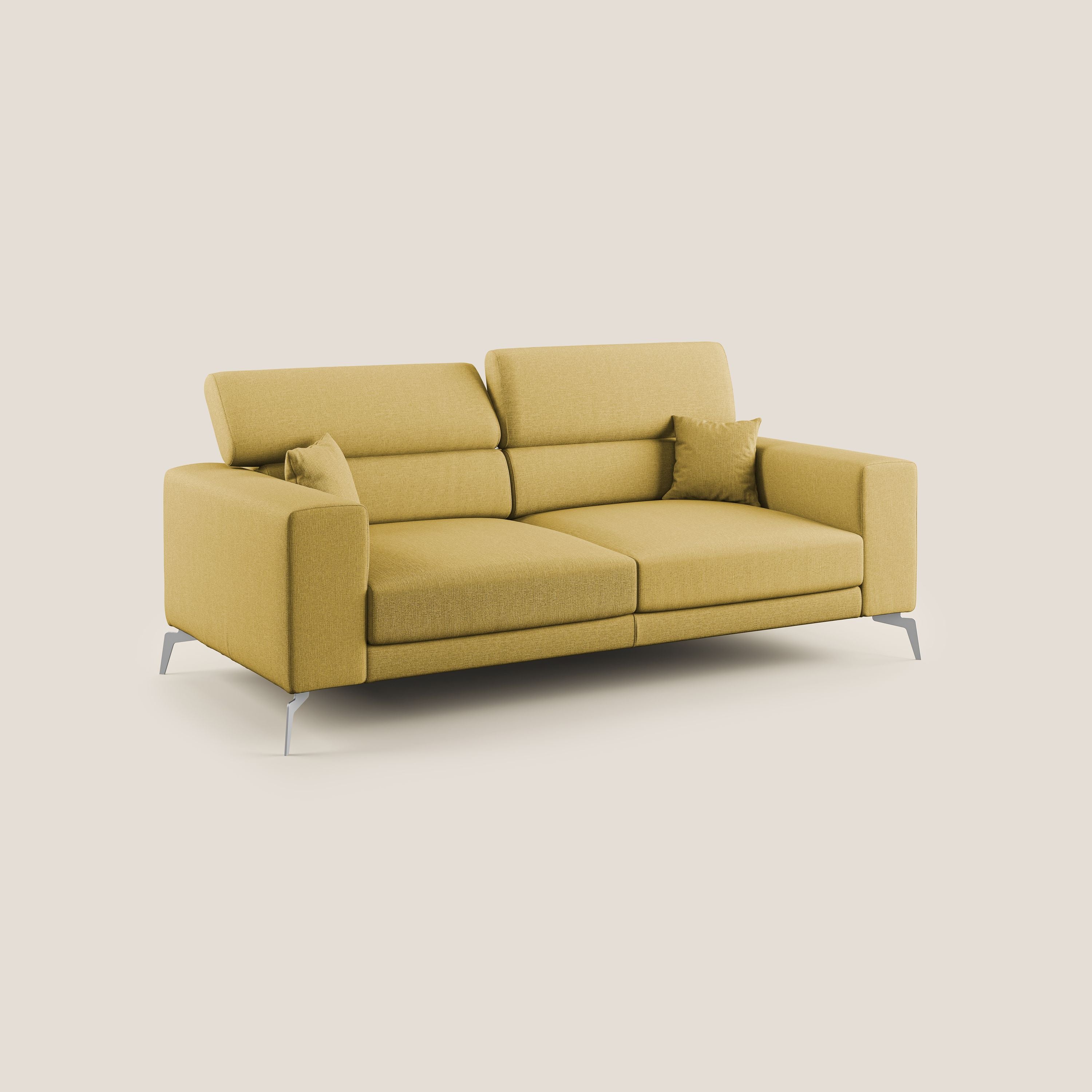 Blade Divano con poggiatesta reclinabili in tessuto impermeabile misto cotone T13 giallo - divani.store