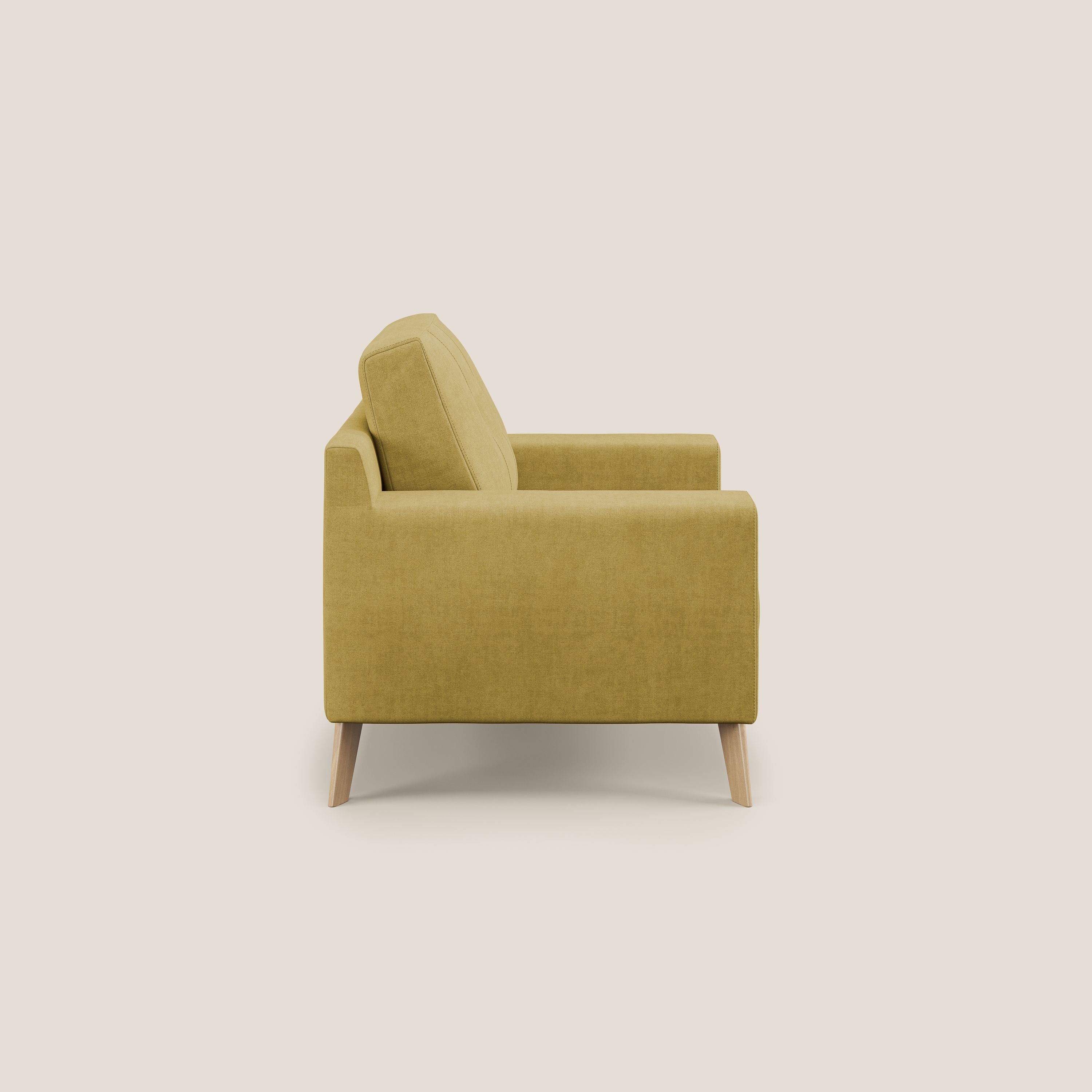Danish poltroncina in tessuto morbido impermeabile T02 giallo - divani.store