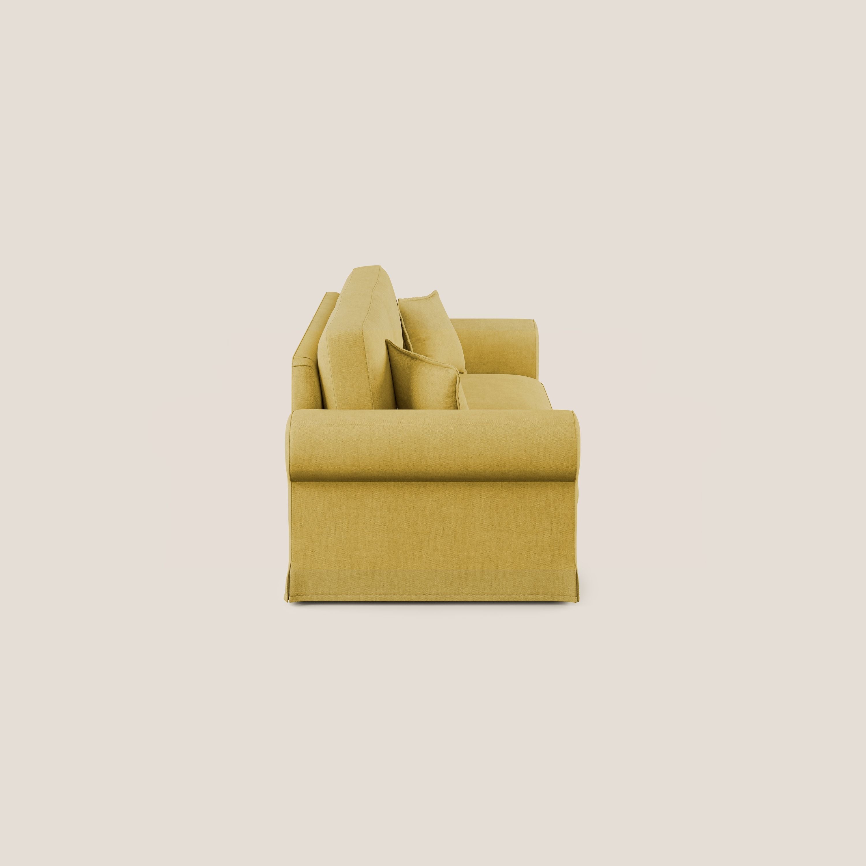 Lady divano classico in piuma d'oca realizzato con tessuto impermeabile T02 giallo - divani.store