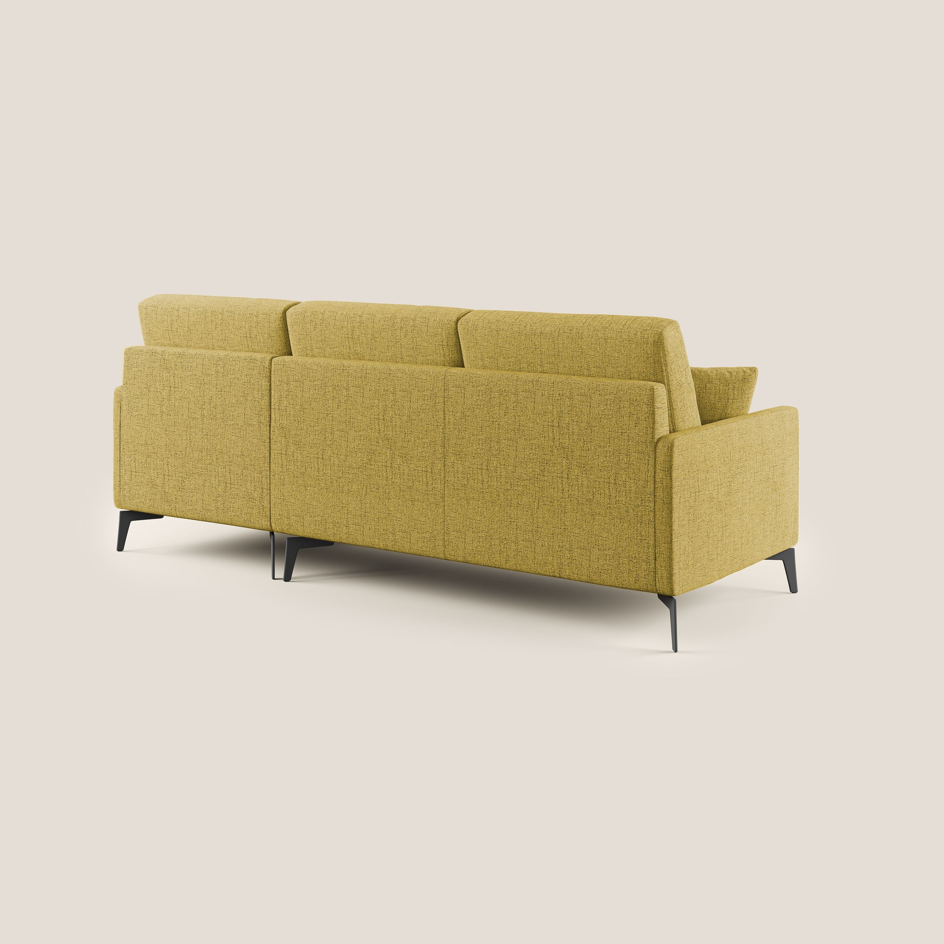 Saturno divano angolare moderno in tessuto morbido impermeabile T03 giallo - divani.store