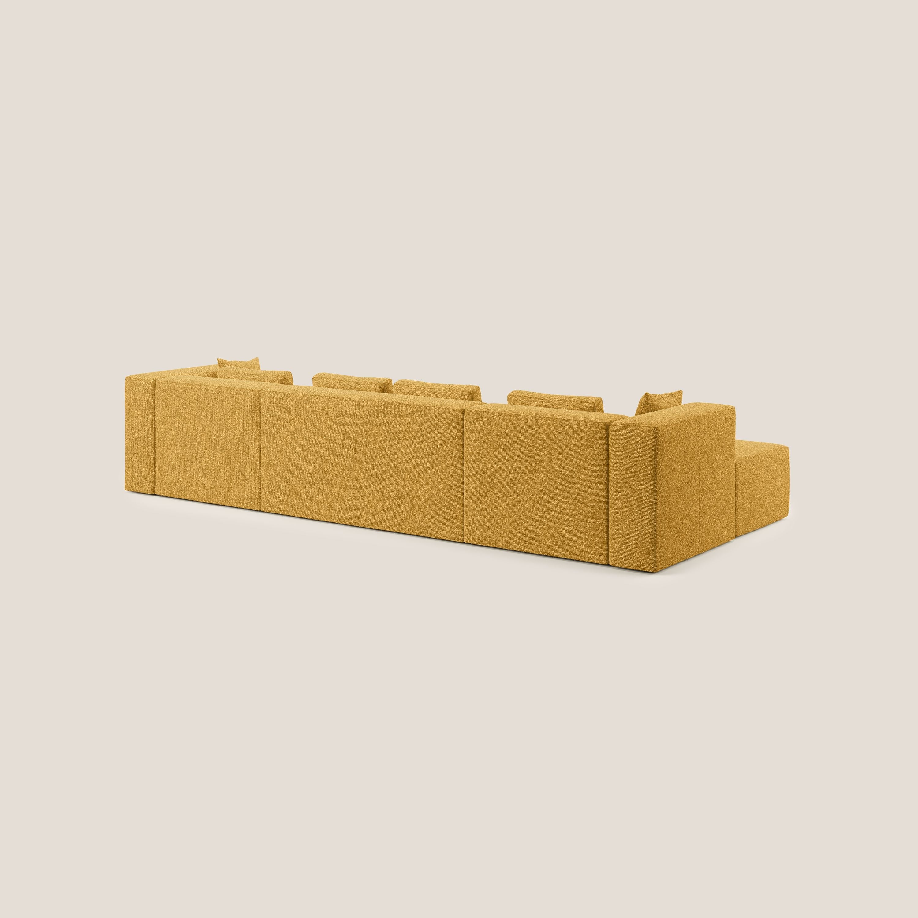 Nettuno divano panoramico in morbido tessuto bouclè T07 giallo - divani.store