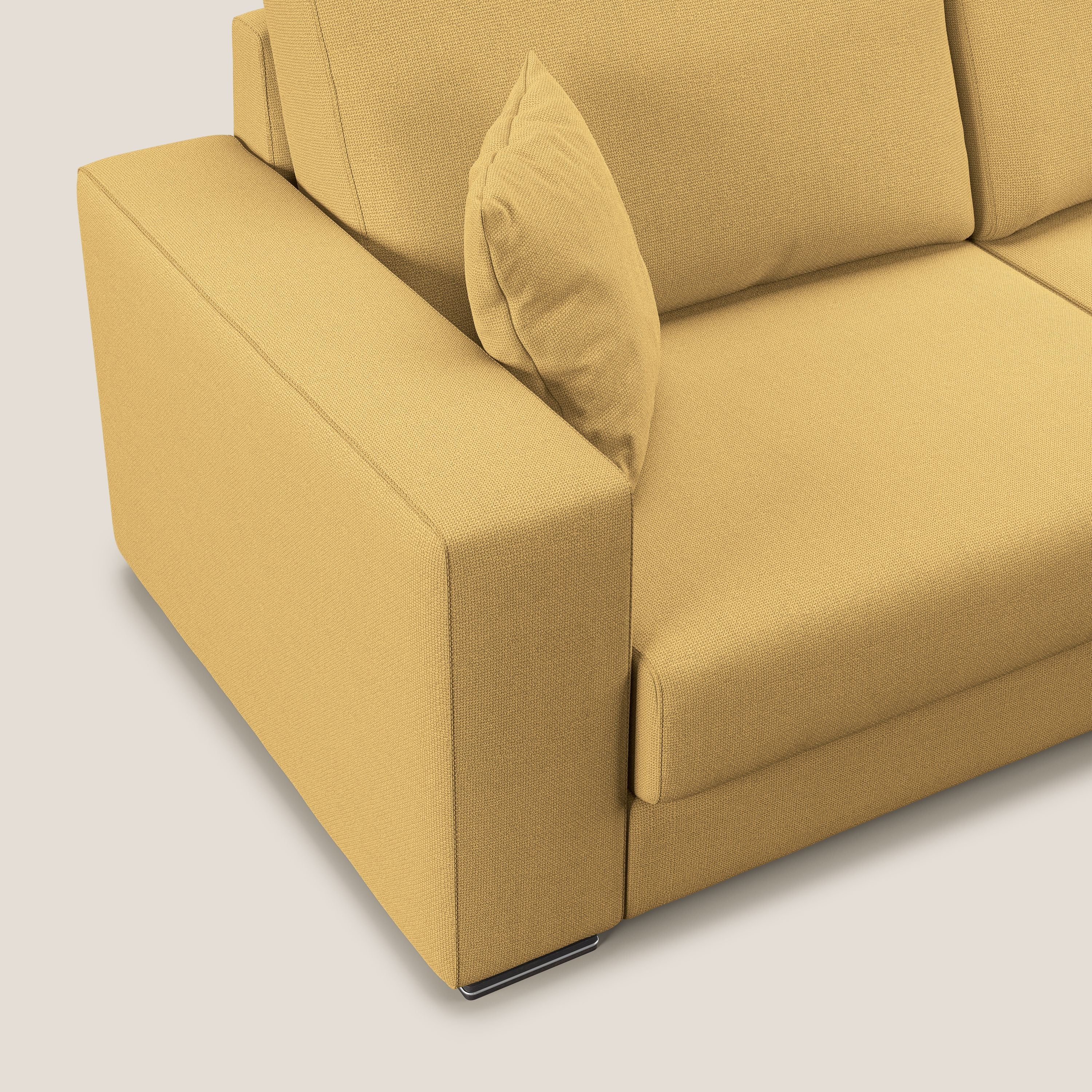 Marte divano angolare in tessuto smacchiabile impermeabile T08 giallo - divani.store